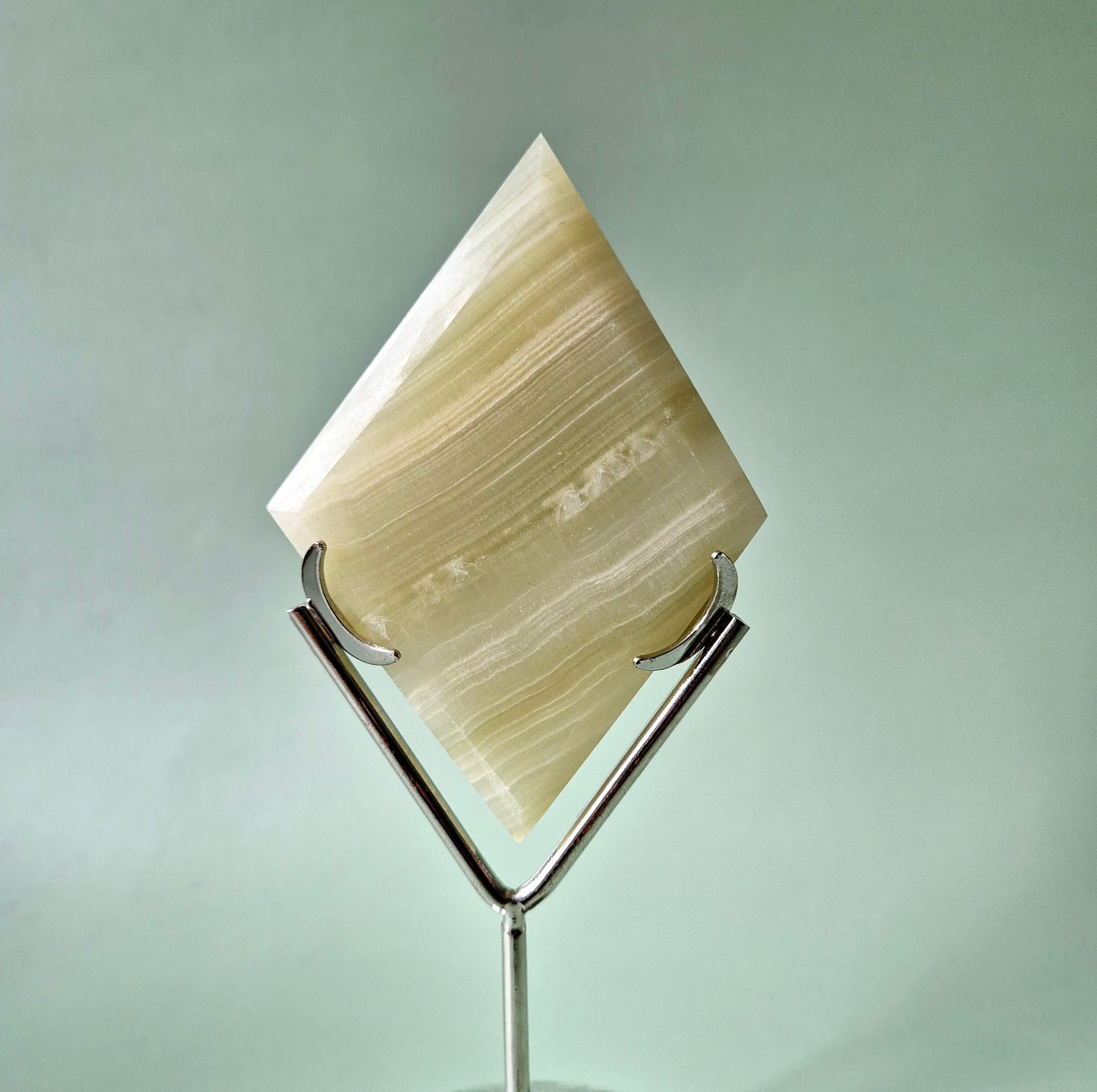 Edelsteen Pistachio Calcite Ruit Inclusief Standaard (calciet)