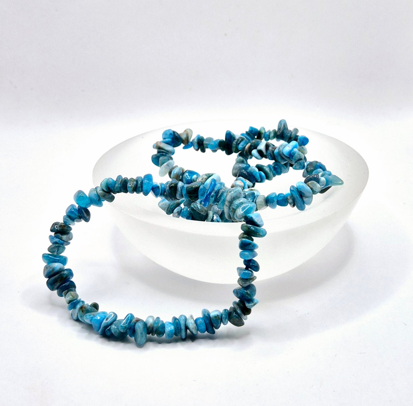 Blauwe Apatiet Edelsteen Chips Armband - 19 cm (Blue Apatite)