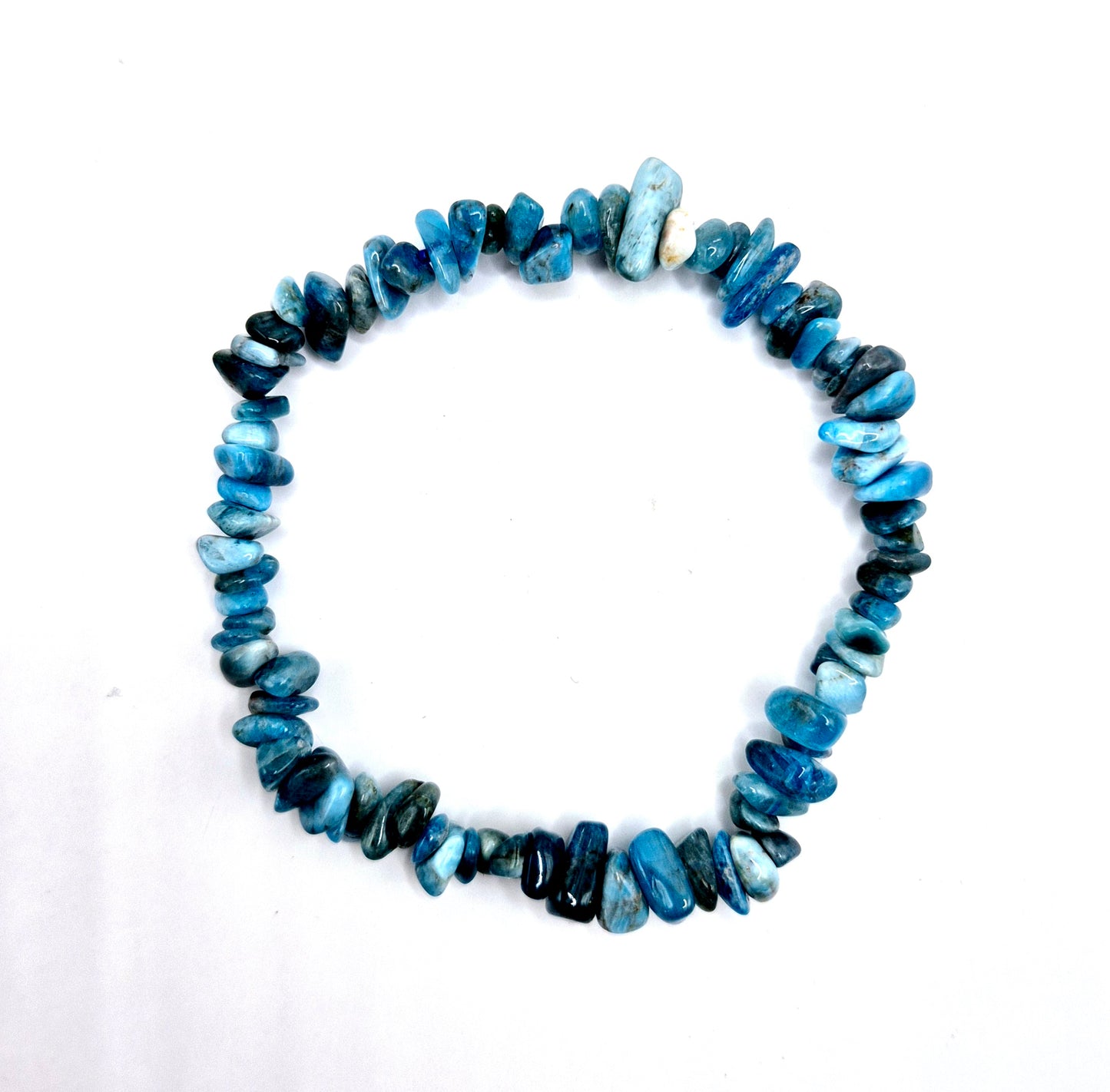 Blauwe Apatiet Edelsteen Chips Armband - 19 cm (Blue Apatite)
