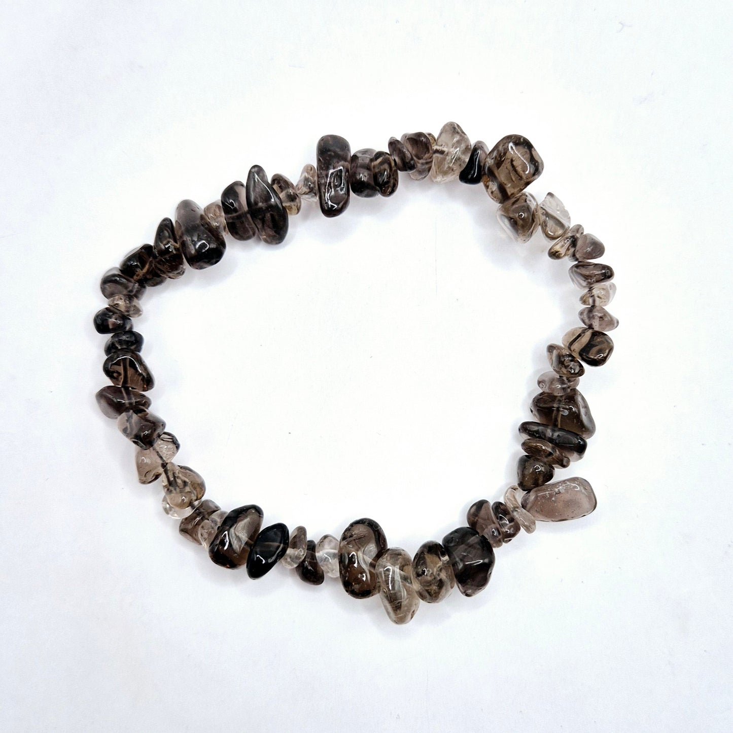 Kristallen Edelsteen Smoky Quartz / Rookkwarts Chips Armband - 19 cm