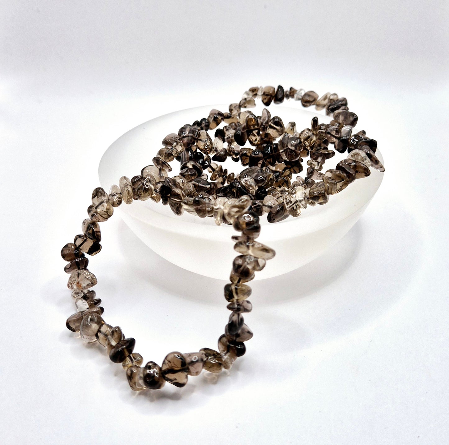 Kristallen Edelsteen Smoky Quartz / Rookkwarts Chips Armband - 19 cm