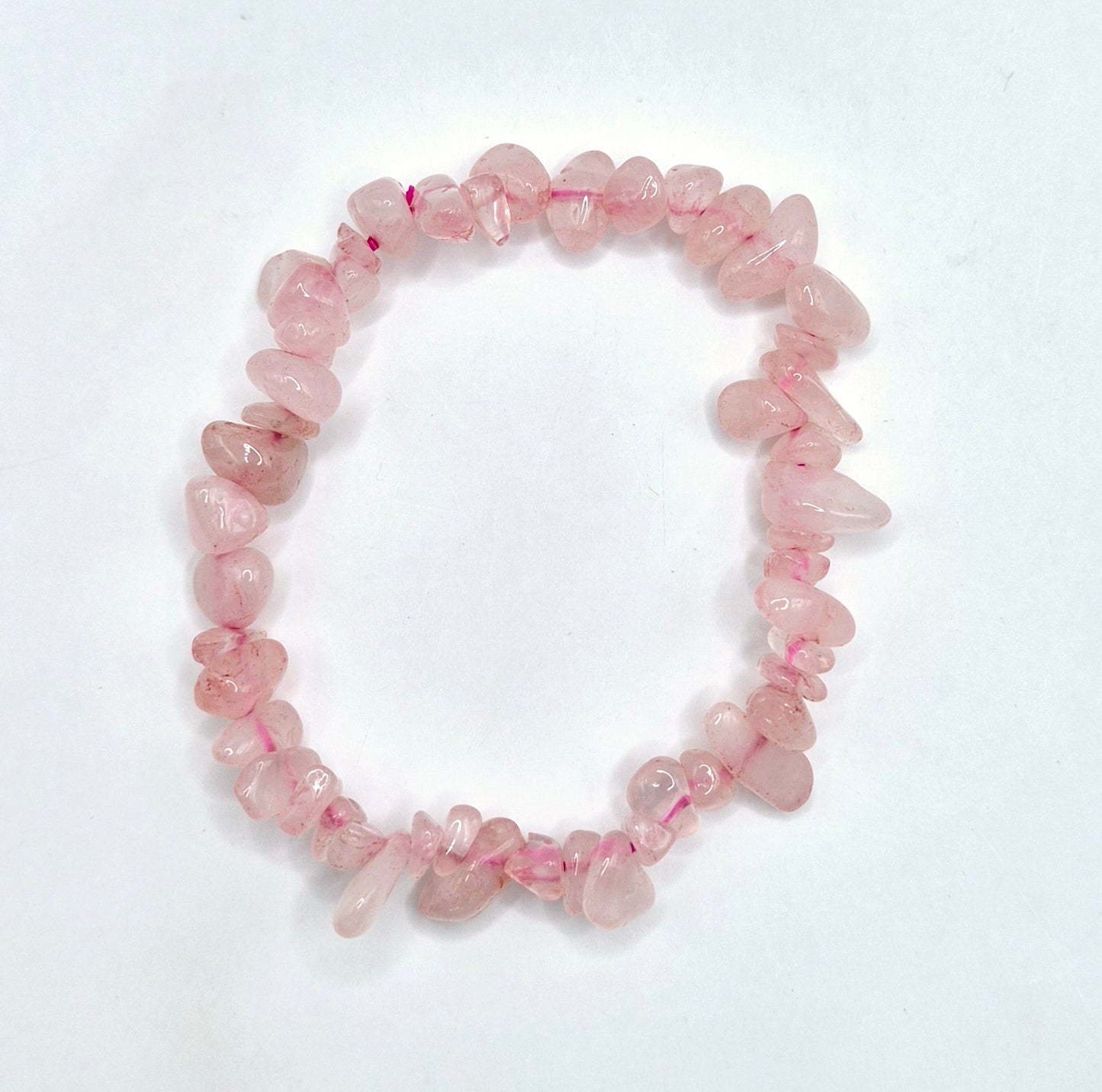 Kristallen Rozenkwarts Edelsteen Chips Armband - 19 cm