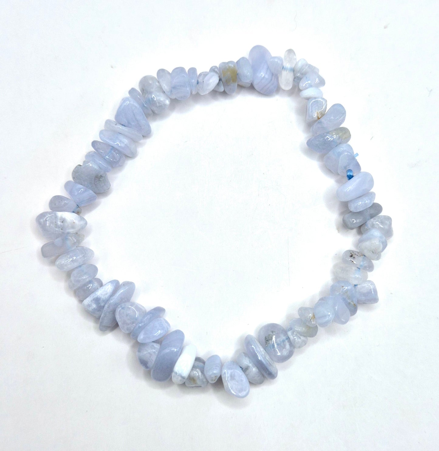 Kristallen Edelsteen Blue Lace Agate /Blauwe Kant Agaat Chips Armband - 19 cm (Blauwe Chalcedoon)