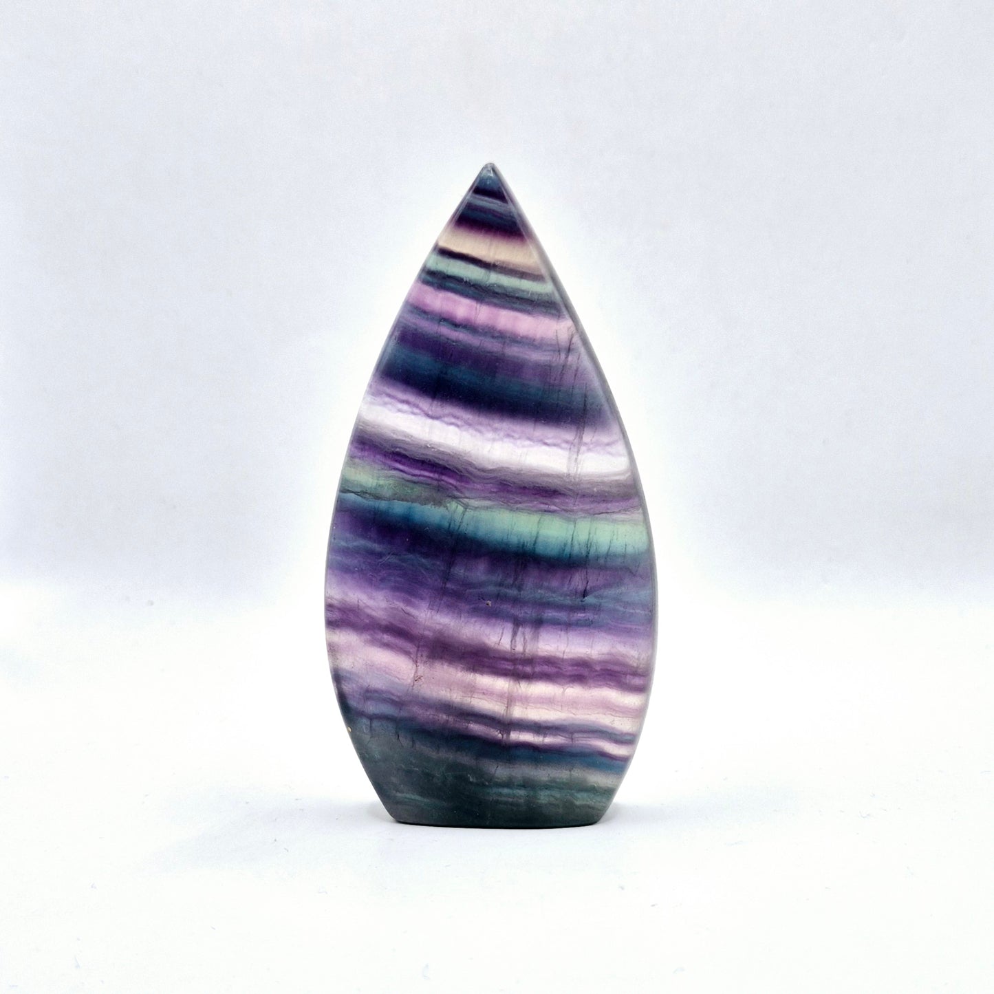 Kleurrijke Rainbow Candy Fluoriet - Druppelvormige Drop Staande Edelsteen Kristal Flame