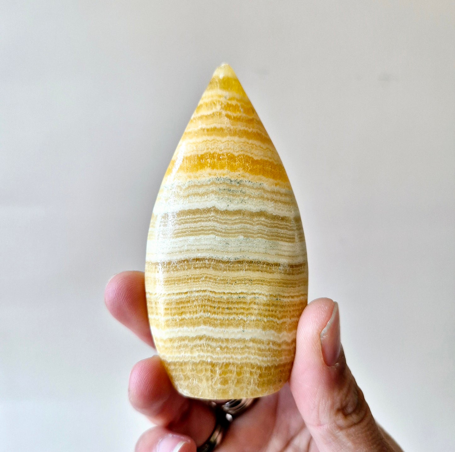 Gele Calciet - Druppelvormige Drop Staande Edelsteen Kristal Flame