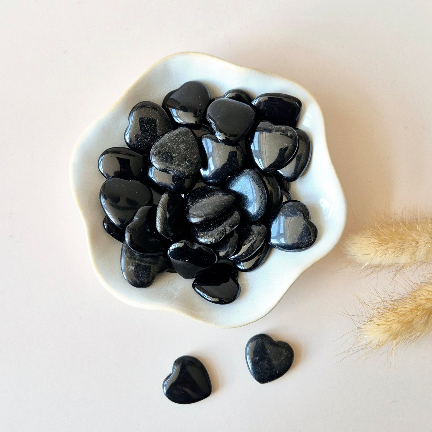 Mini-Herz - Schwarzer Obsidian Taschenstein Handschmeichler