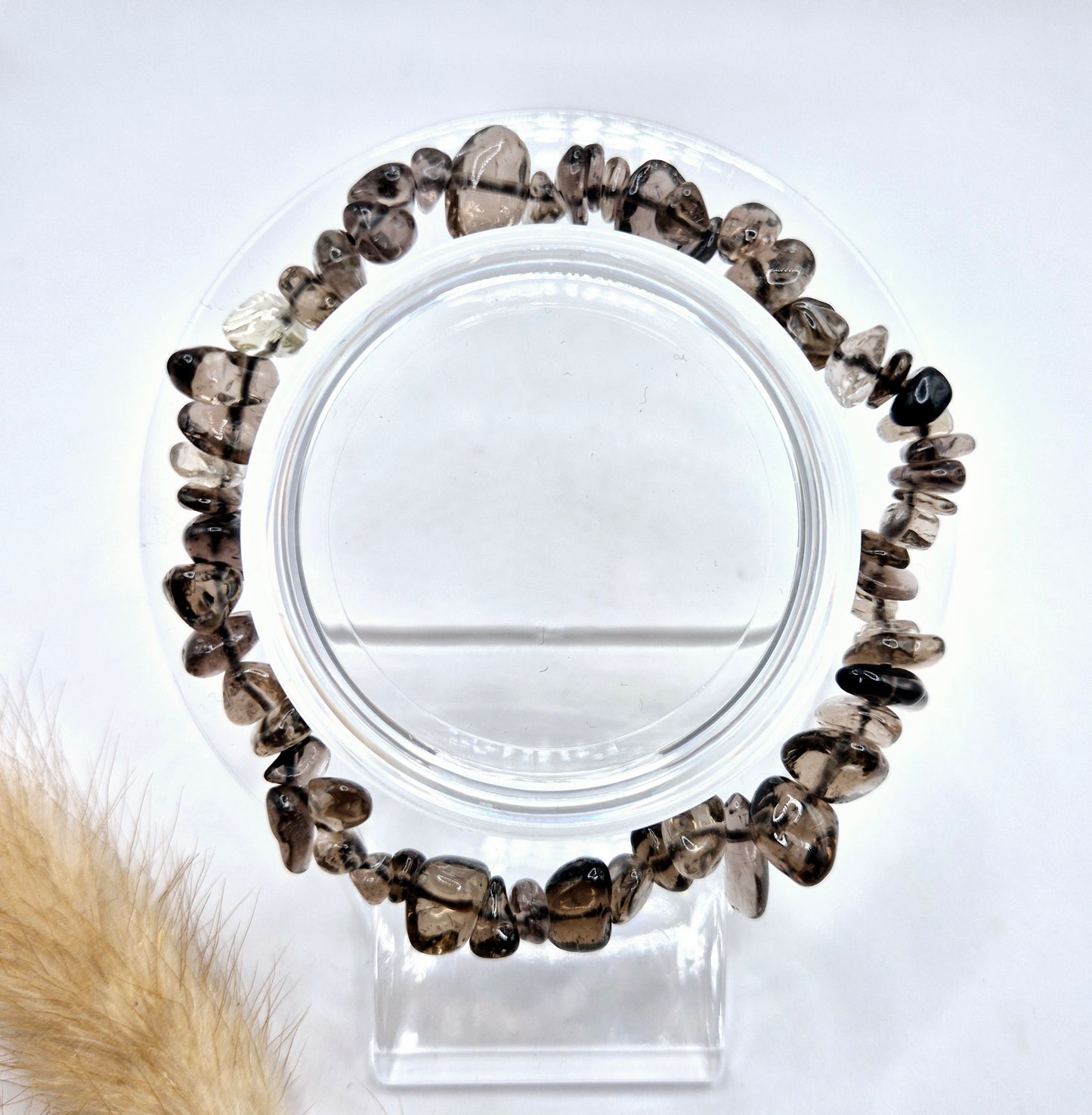 Kristallen Edelsteen Smoky Quartz / Rookkwarts Chips Armband - 19 cm