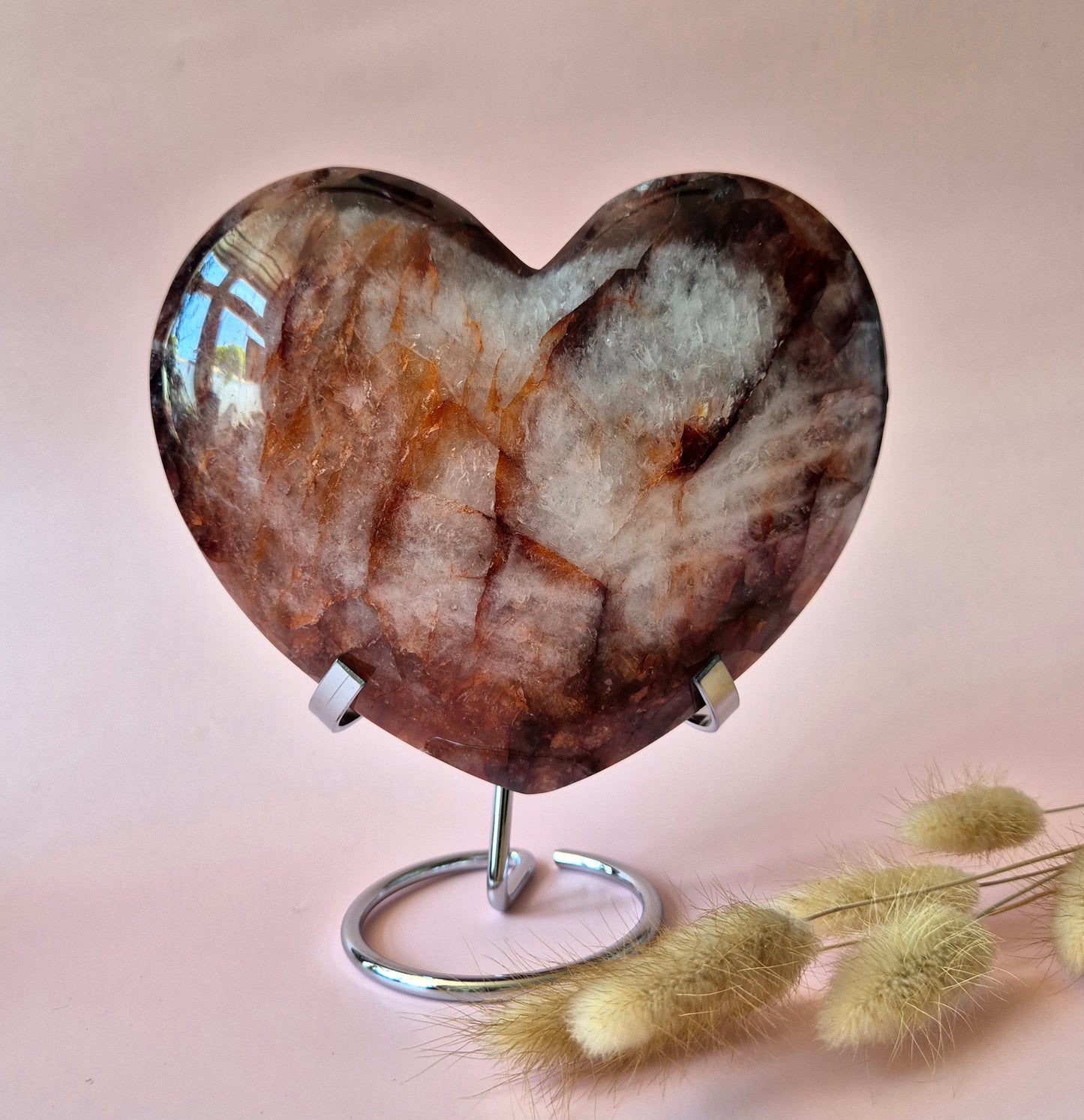 XXL Gemstone Large Fire Quartz Heart - #2. 1032gram Hematoid Quartz
