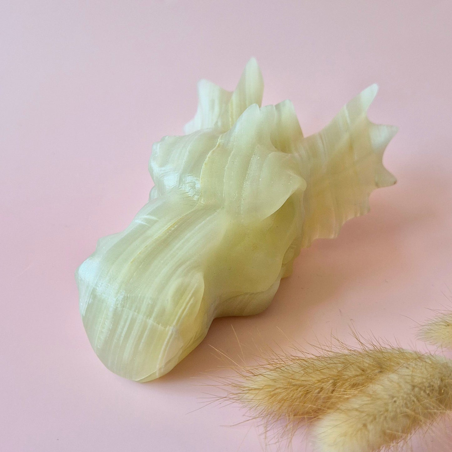 XL Afghaanse Groene Jade Draken Schedel – 750g | 13x6,5x10cm (Dragon Skull)