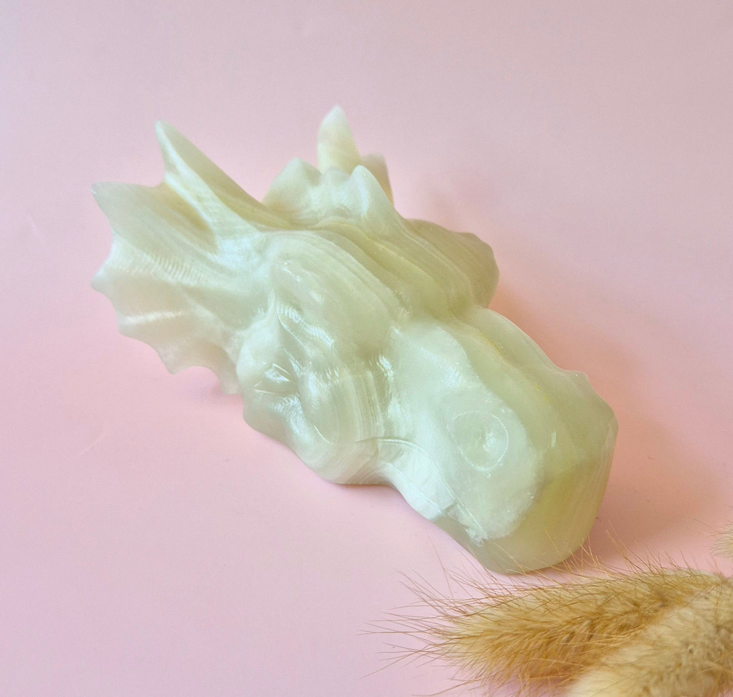 XL Afghaanse Groene Jade Draken Schedel – 750g | 13x6,5x10cm (Dragon Skull)