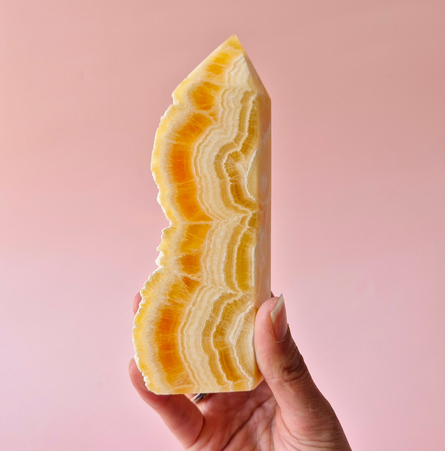 XL Yellow Calcite Obelisk Tower Gemstone Statement Piece - 260 grams (2)