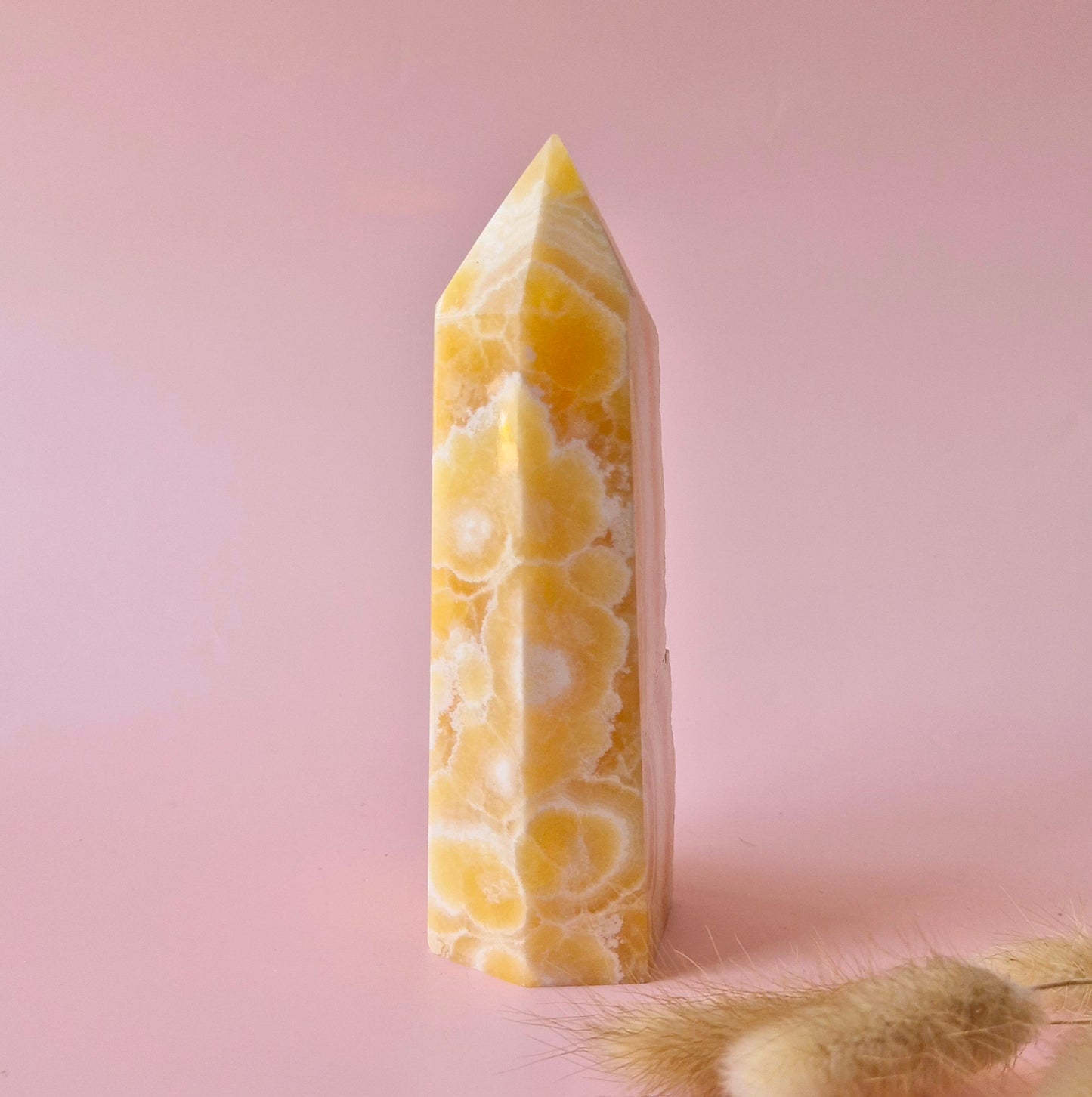 XL Yellow Calcite Obelisk Tower Gemstone Statement Piece - 260 grams (2)