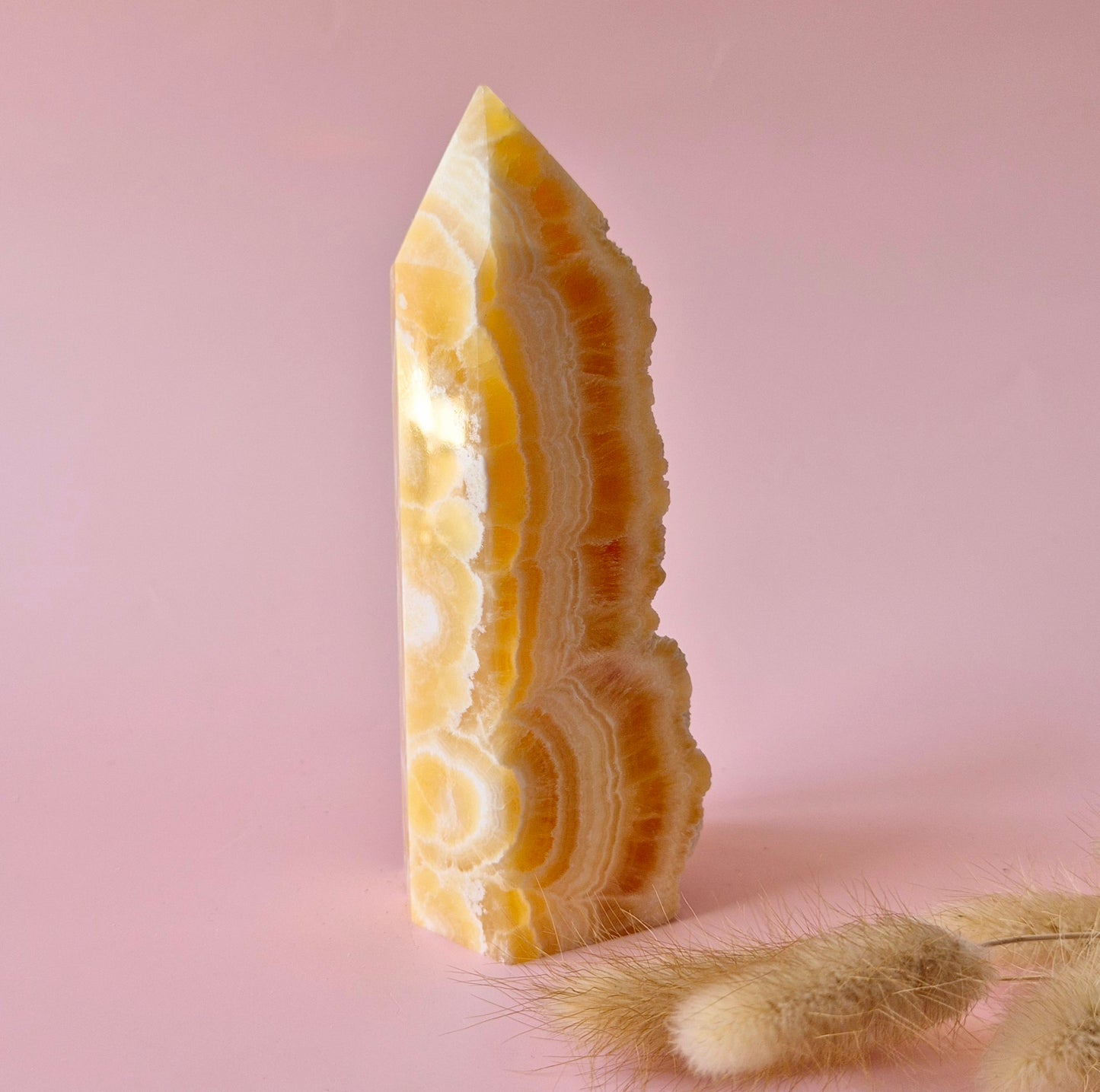 XL Yellow Calcite Obelisk Tower Gemstone Statement Piece - 260 grams (2)