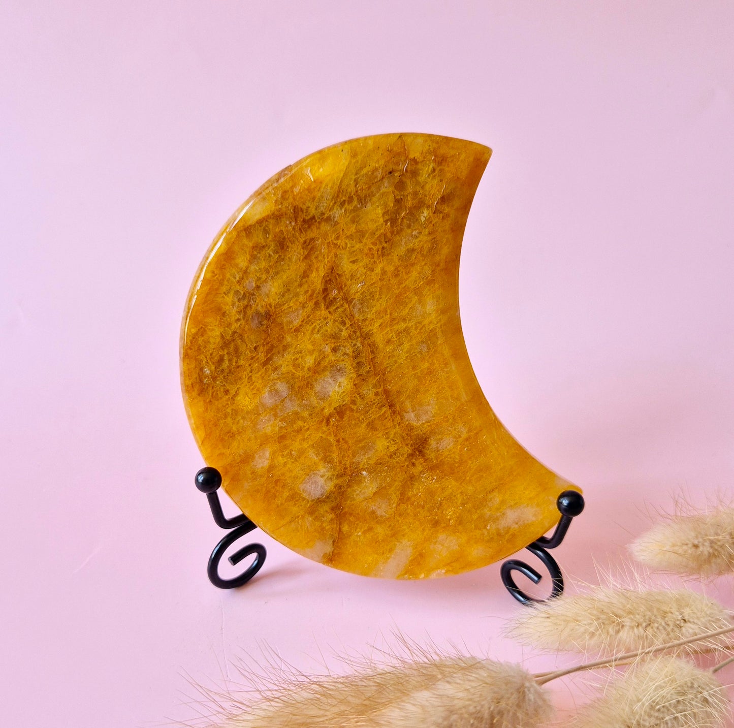 Gemstone Golden Healer Moon on Stand - 10cm