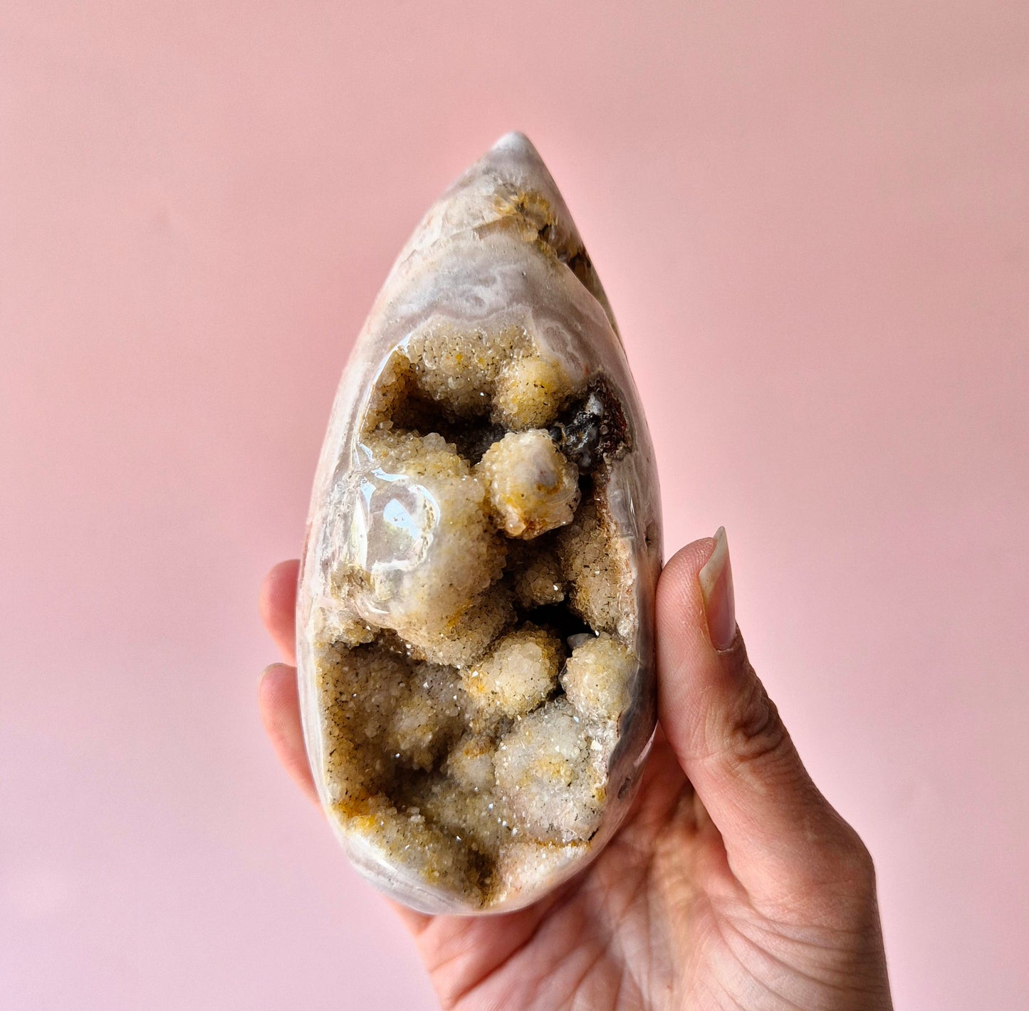 Druzy Roze Amethist Freeforms & Flames – Magische Zachte Energie