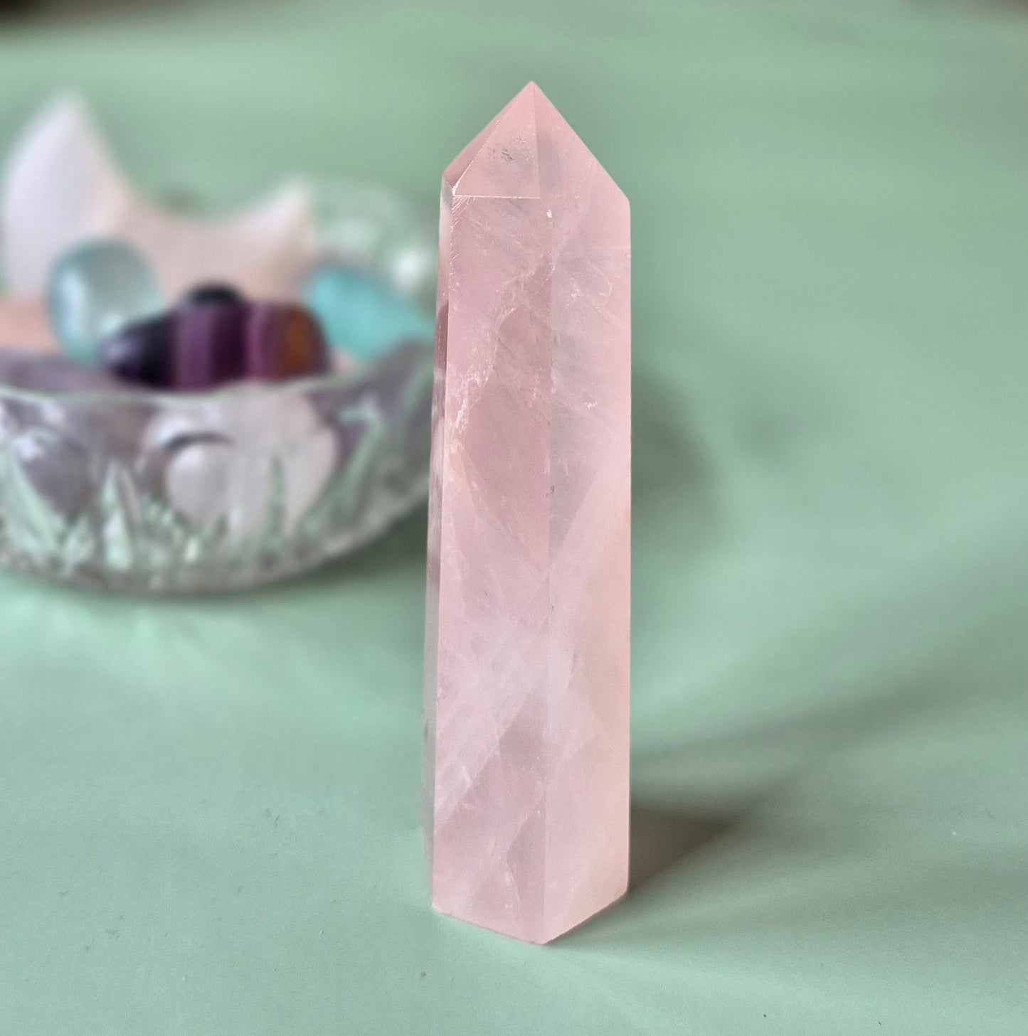 Edelsteen Rozenkwarts Toren – 7 tot 9 cm