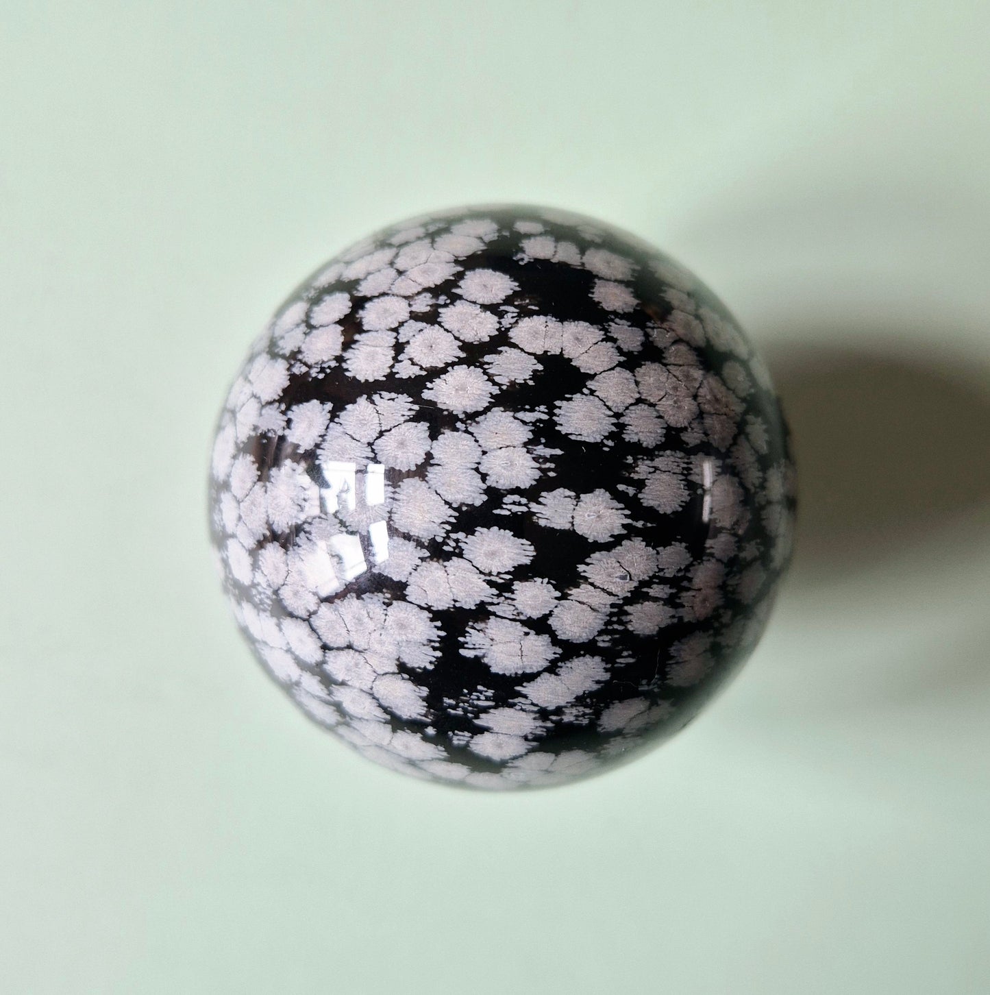 Kristallen Bol Snowflake Obsidian 65mm Edelsteen Crystal Sphere - 333gram obisidiaan
