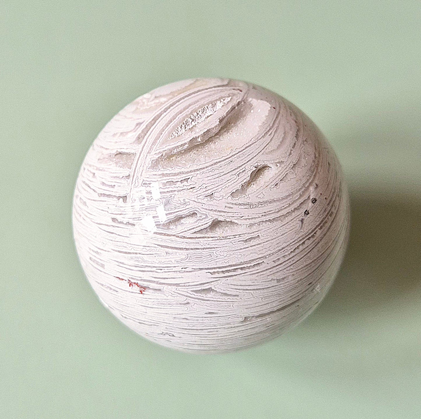 Kristallen Edelsteen Bol White druzy Mexican Agate sphere 50mm