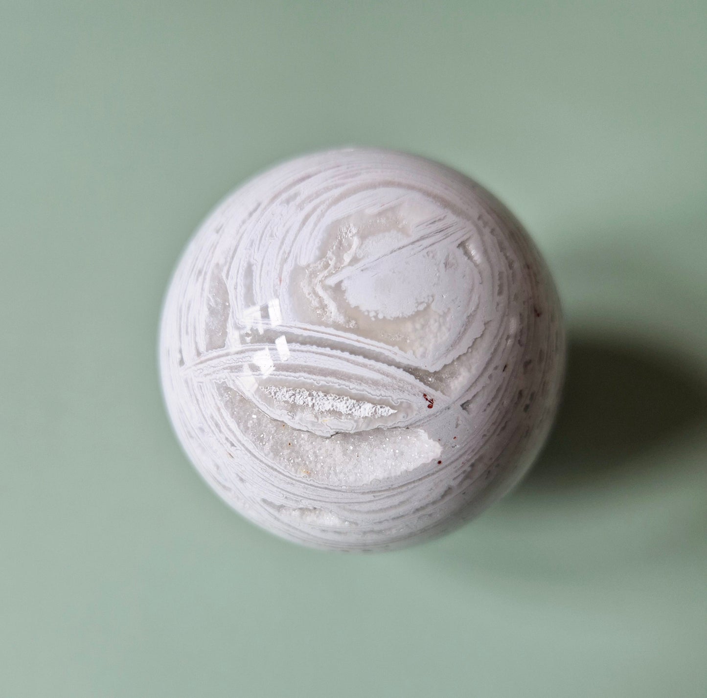 Kristallen Edelsteen Bol White druzy Mexican Agate sphere 50mm