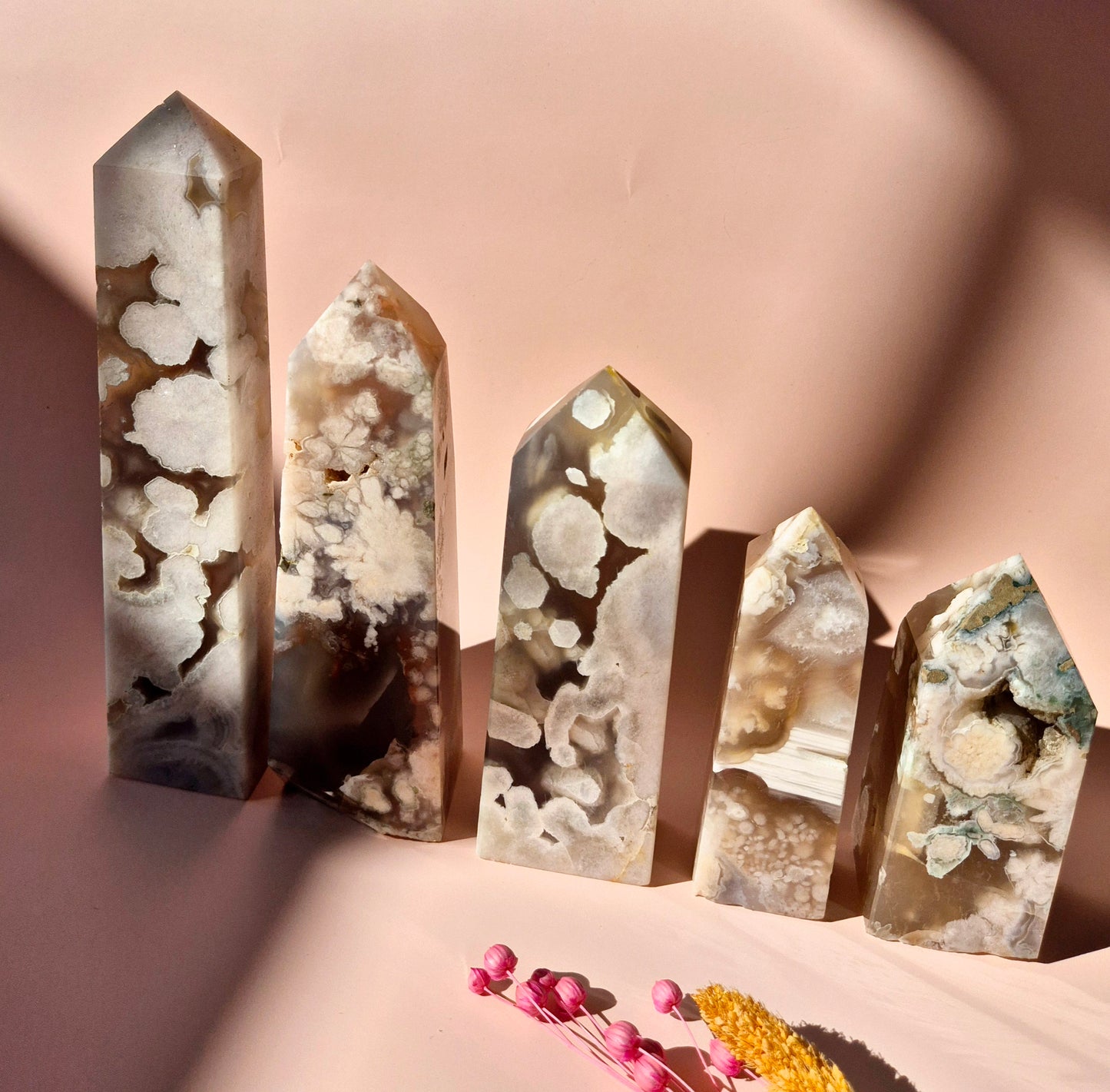 Hand crafted Flower Agate Tower (L)