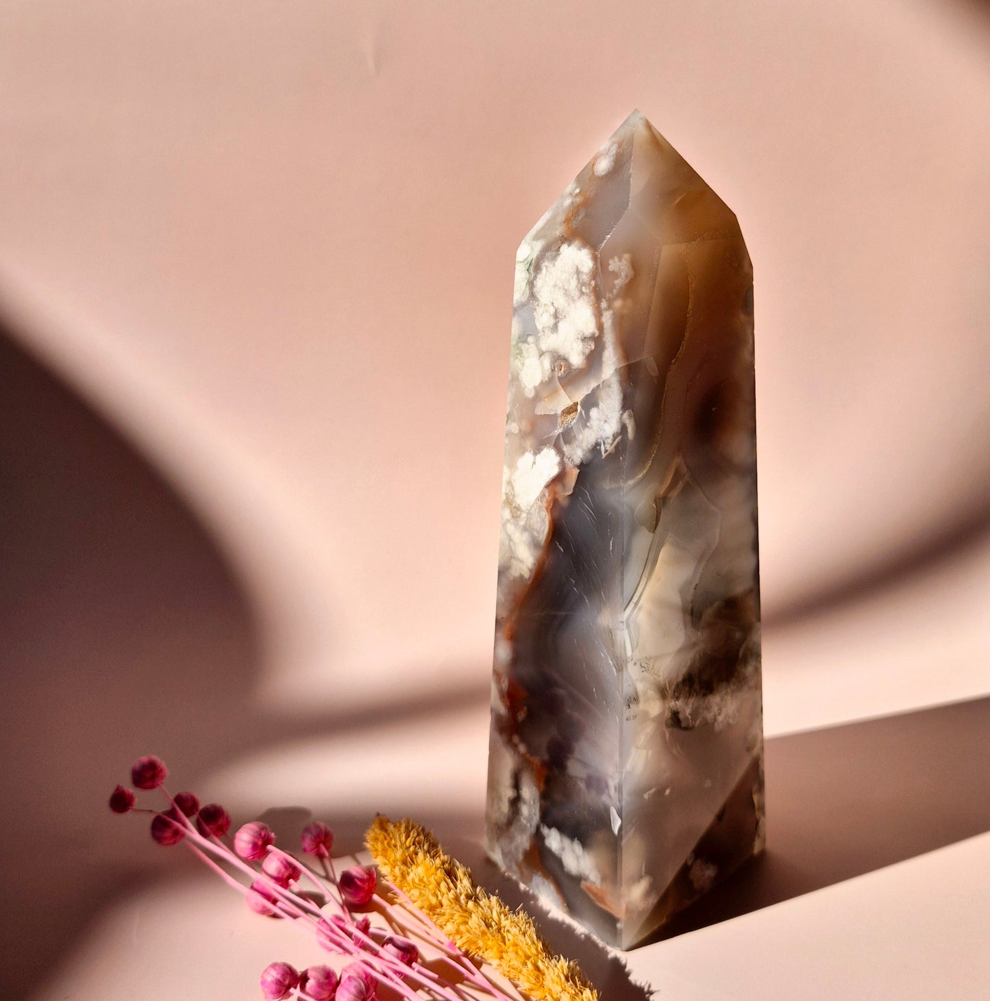 Hand crafted Flower Agate Tower (L)