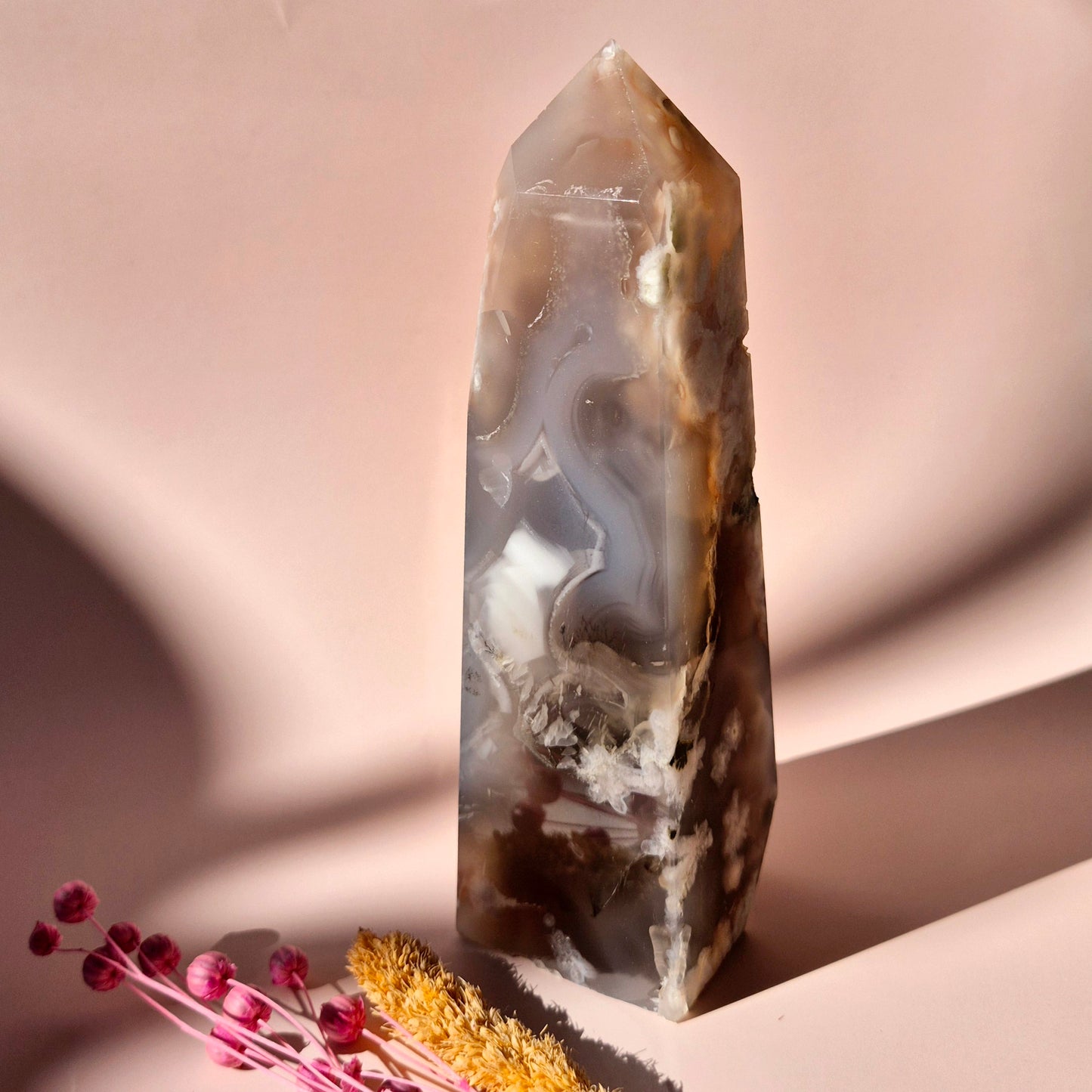 Hand crafted Flower Agate Tower (L)