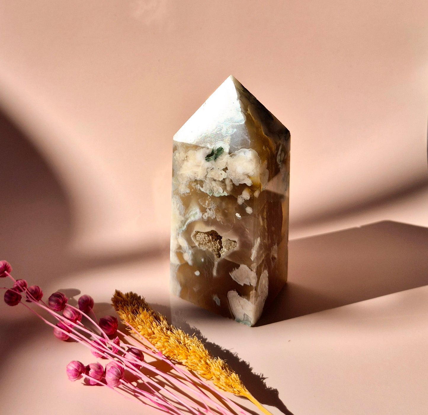 Hand crafted Flower Agate Tower (L)