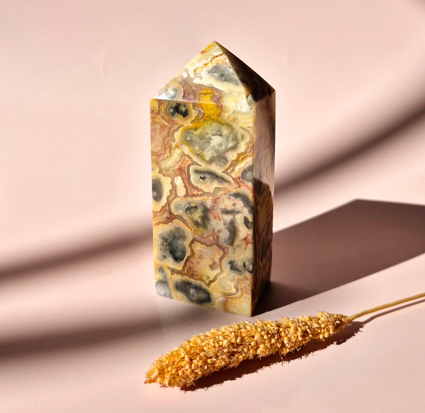 Crazy Lace Agate Point – The Stone of Joy and Balance - 9,5cm 228grams