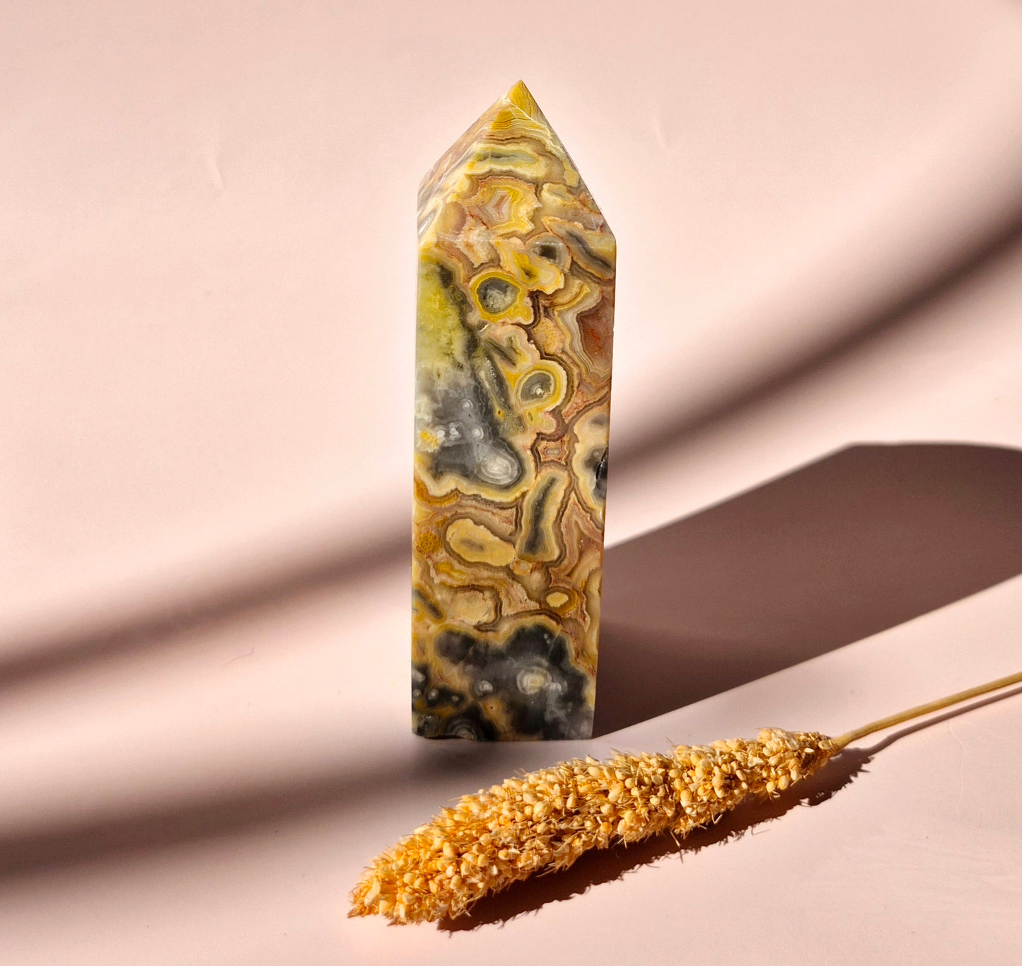 Crazy Lace Agate Point – The Stone of Joy and Balance - 9,5cm 228grams
