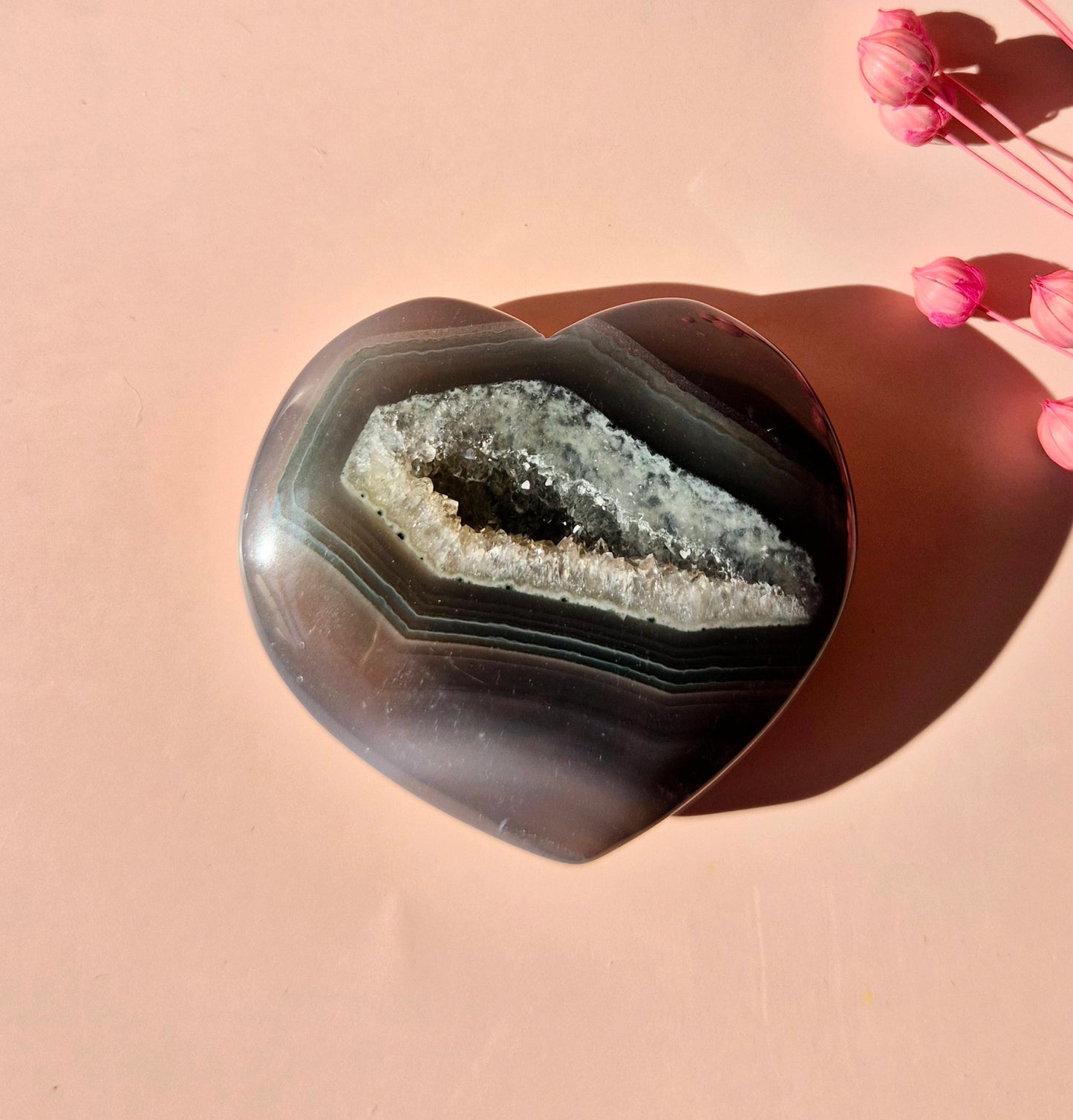 Grijze (Druzy) Agaat Hart