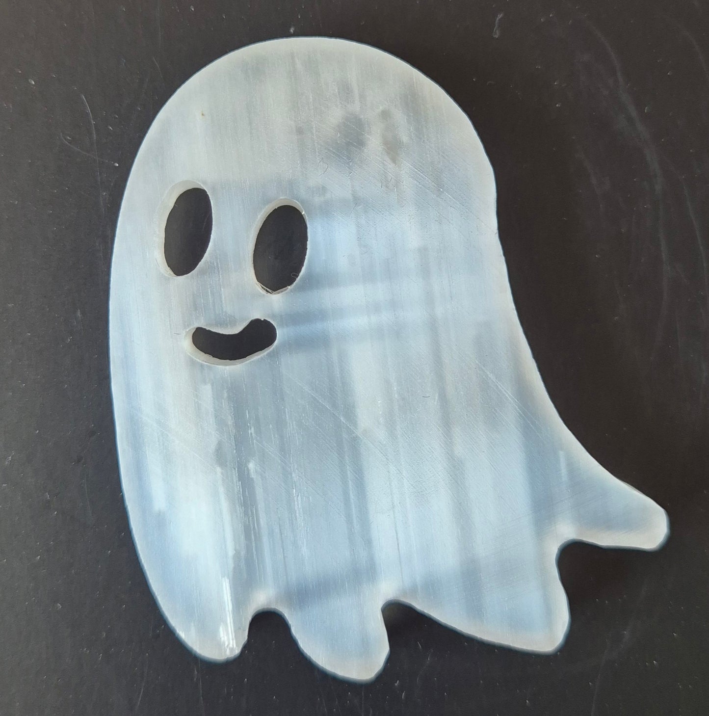 Halloween Selenite Crystal Carving Flat Ghost 75mm