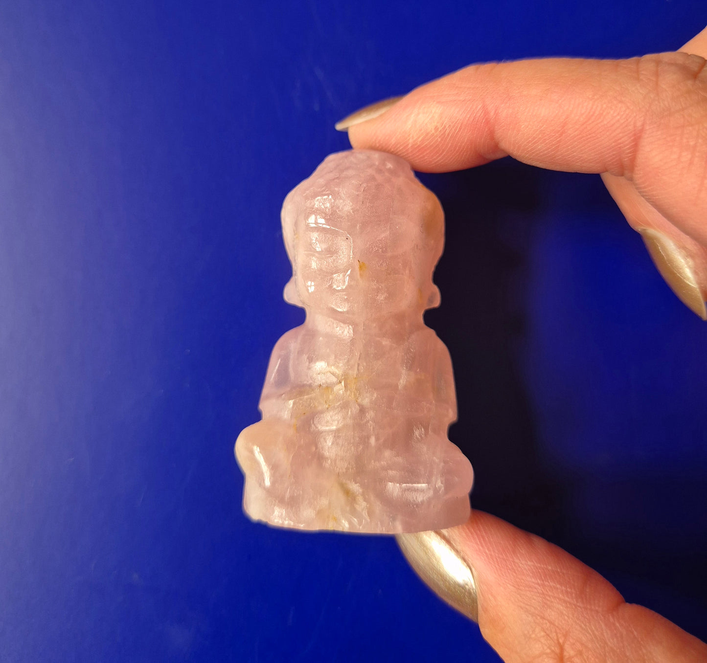 Rosenquarz Buddha Kristallschnitzerei