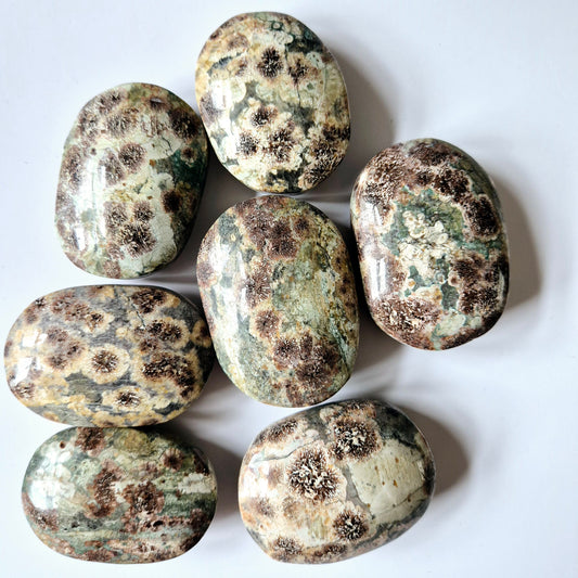 Crystal Green Flower Tourmaline Palm stone Stress Relief Healing Gift