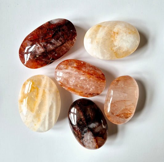 Crystal Fire Quartz Palm stone Stress Relief Healing Gift