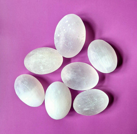 Crystal Selenite Palm Stone Stress Relief Healing Gift