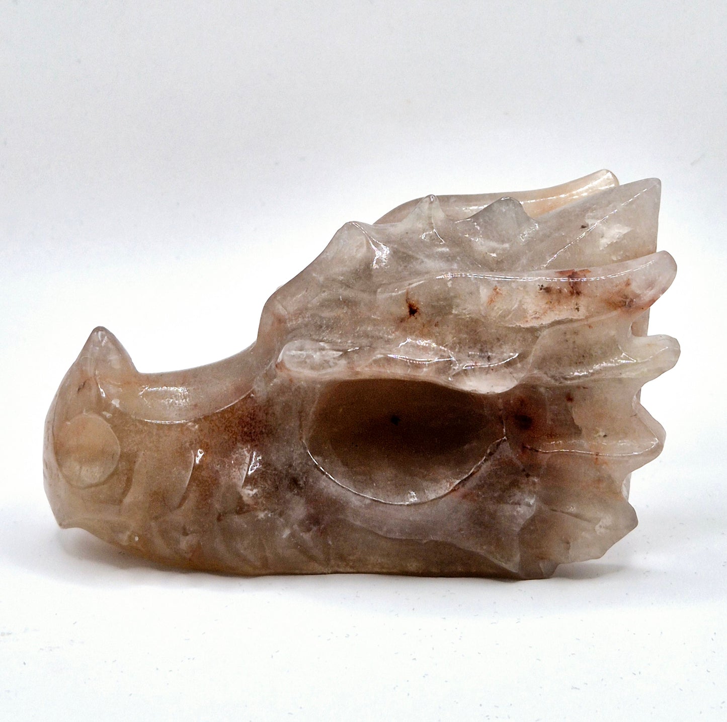 Crystal Gift High Quality Fire Quartz Dragon Skull Carving - 8cm