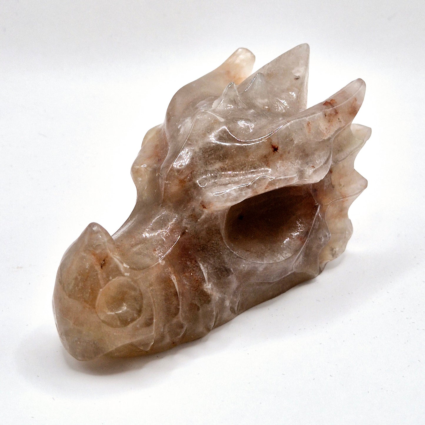 Crystal Gift High Quality Fire Quartz Dragon Skull Carving - 8cm