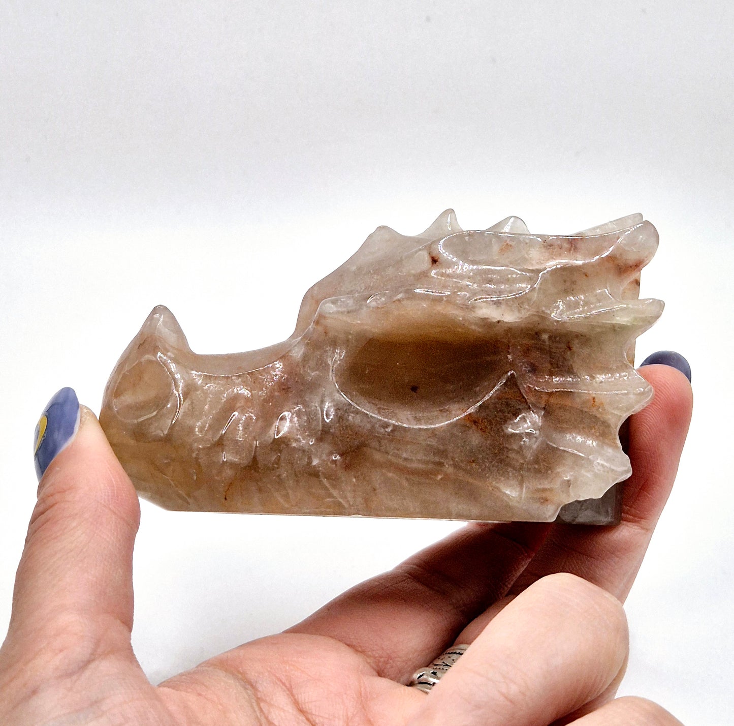Crystal Gift High Quality Fire Quartz Dragon Skull Carving - 8cm