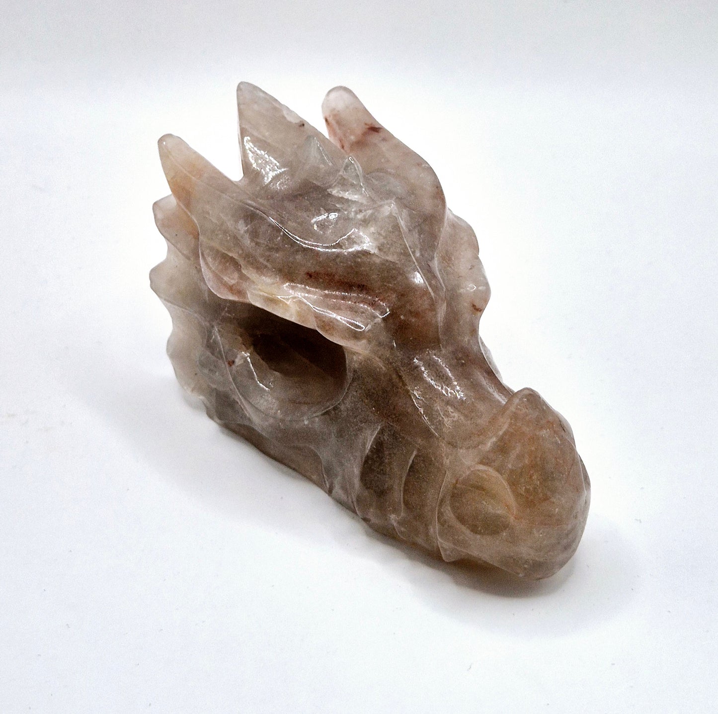 Crystal Gift High Quality Fire Quartz Dragon Skull Carving - 8cm