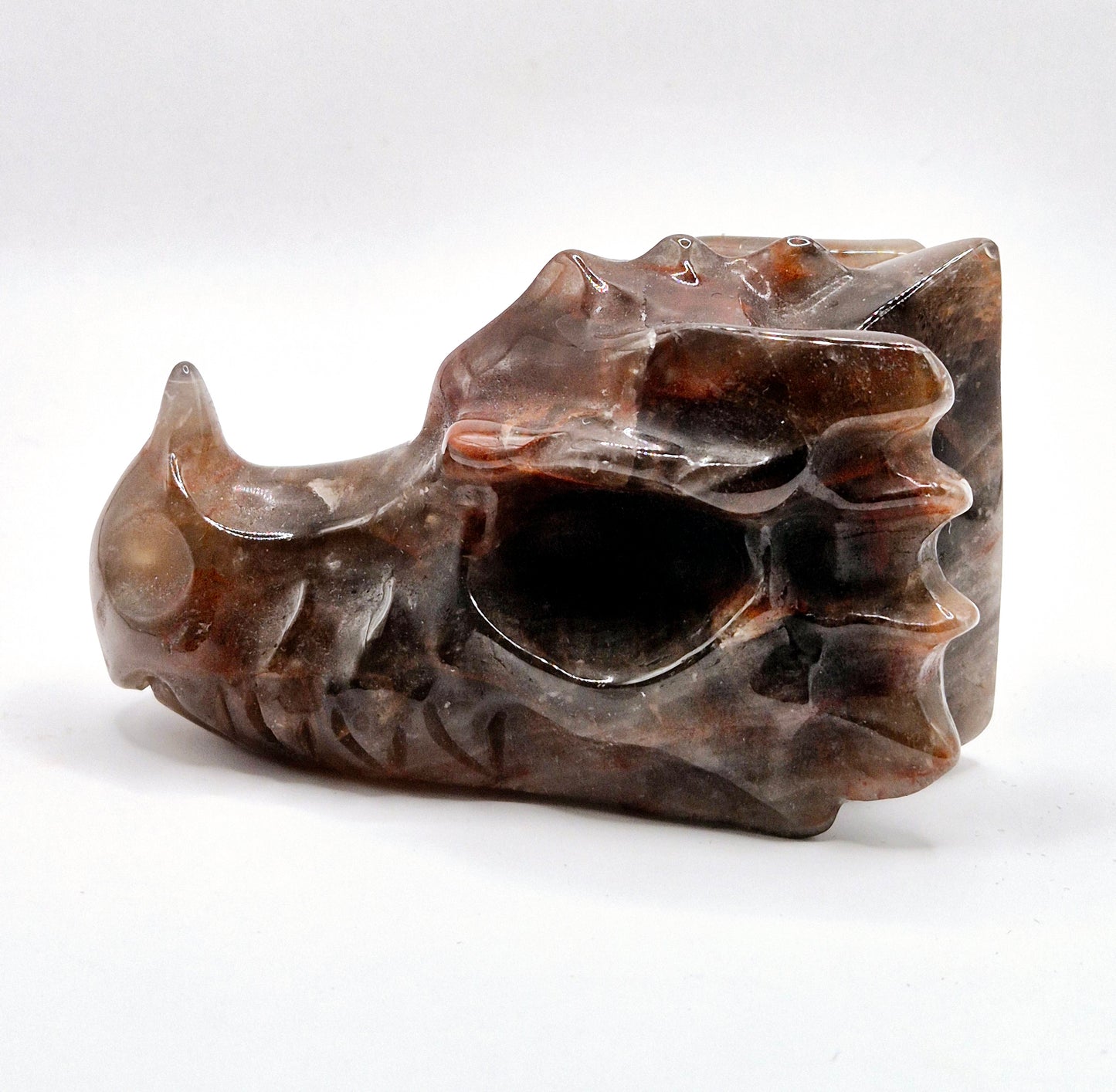 Crystal Gift High Quality Fire Quartz Dragon Skull Carving - 8cm