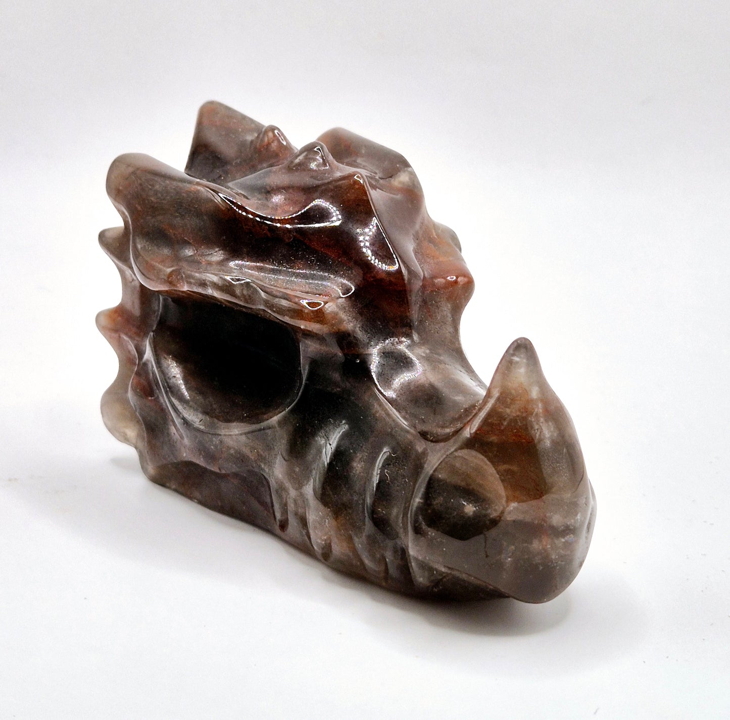 Crystal Gift High Quality Fire Quartz Dragon Skull Carving - 8cm