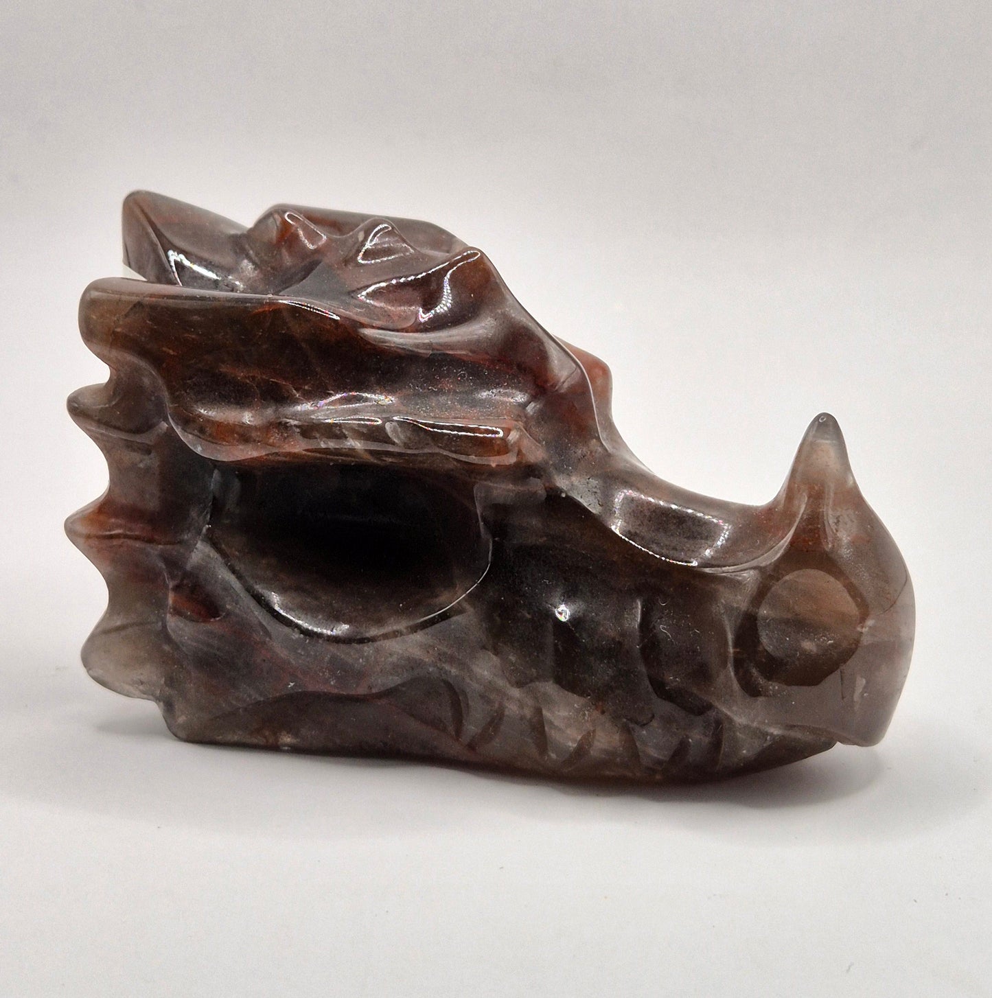 Crystal Gift High Quality Fire Quartz Dragon Skull Carving - 8cm