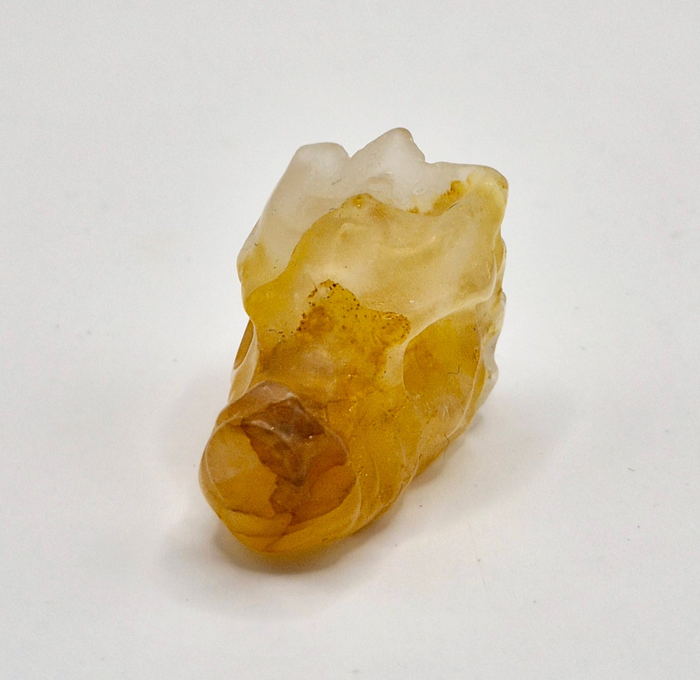 Crystal Gift Golden Healer Dragon Skull Carving - 3cm