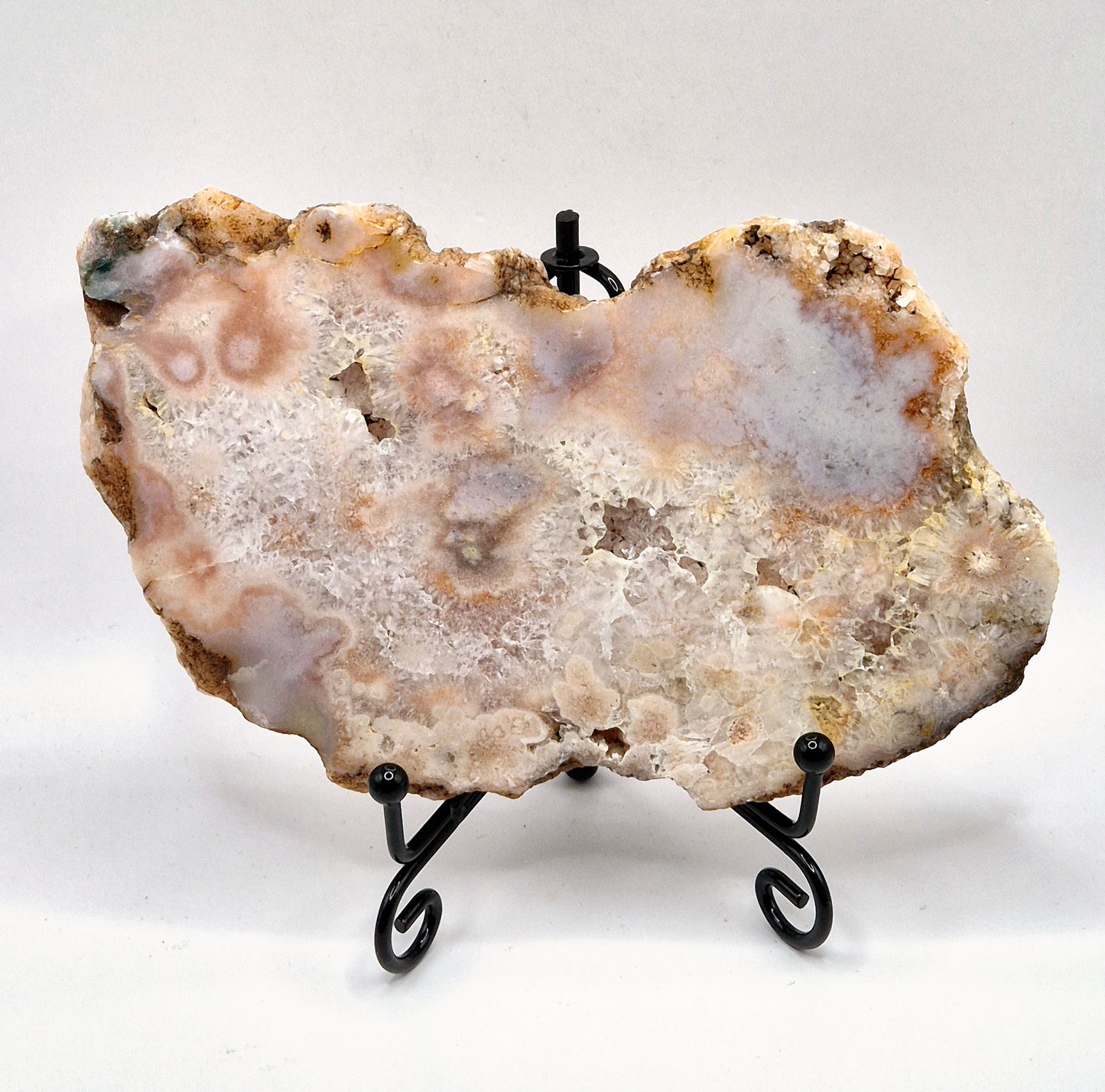 Crystal Cherry Blossom Agate Large Slab / Slice with Stand