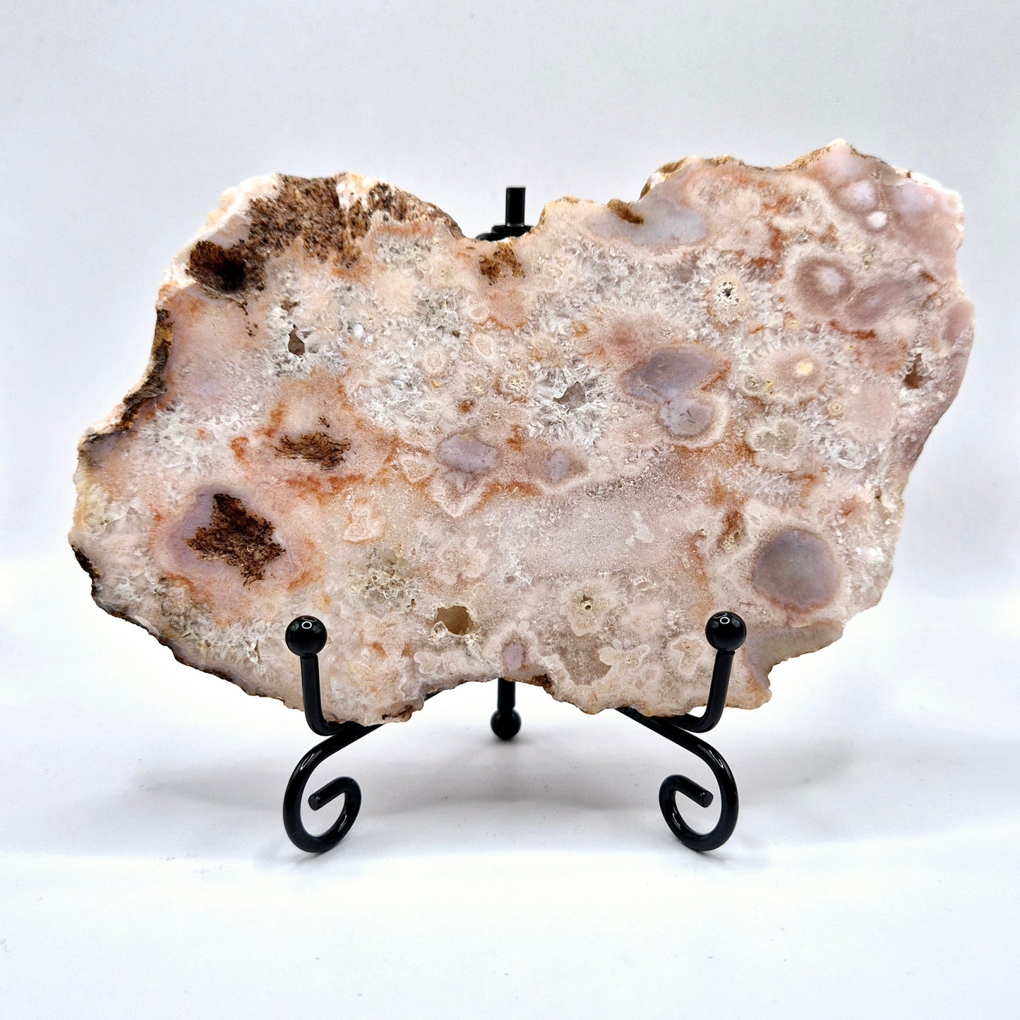 Crystal Cherry Blossom Agate Large Slab / Slice with Stand