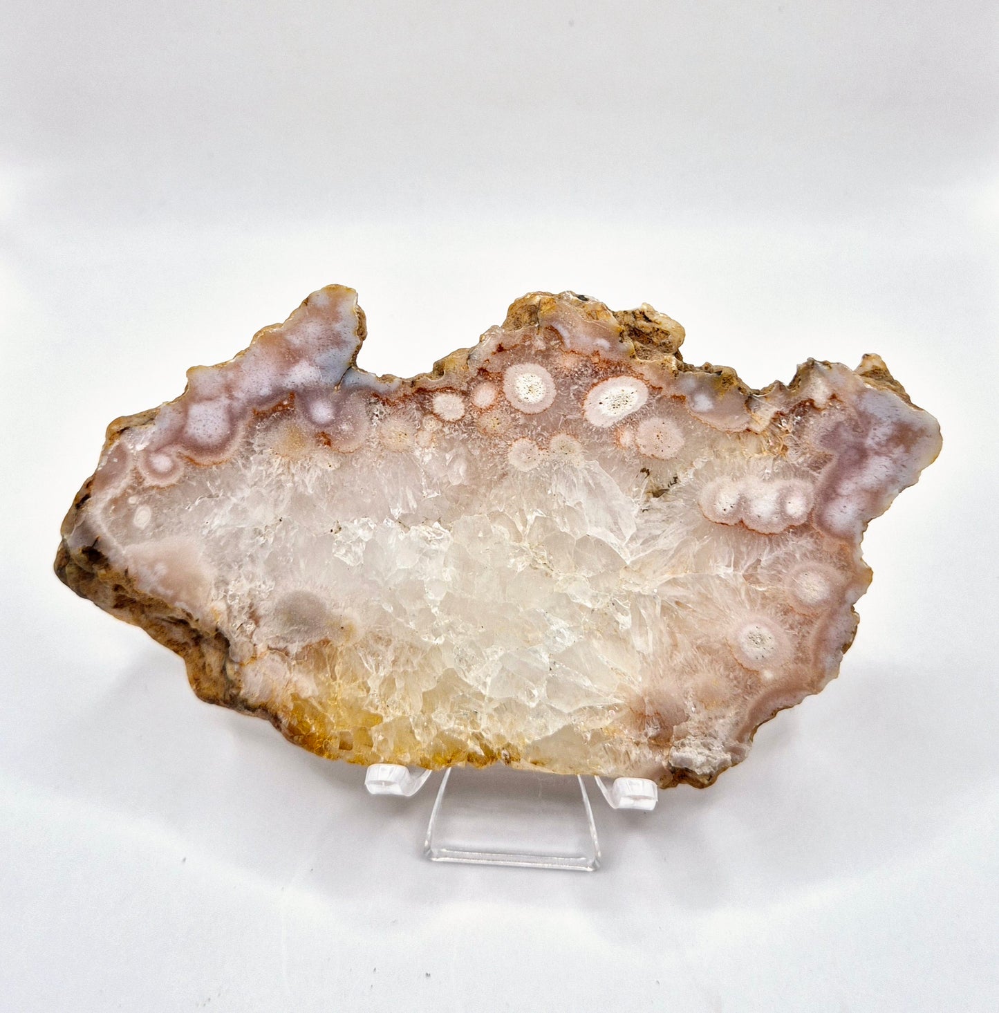 Crystal Cherry Blossom Agate Large Slab / Slice with Stand