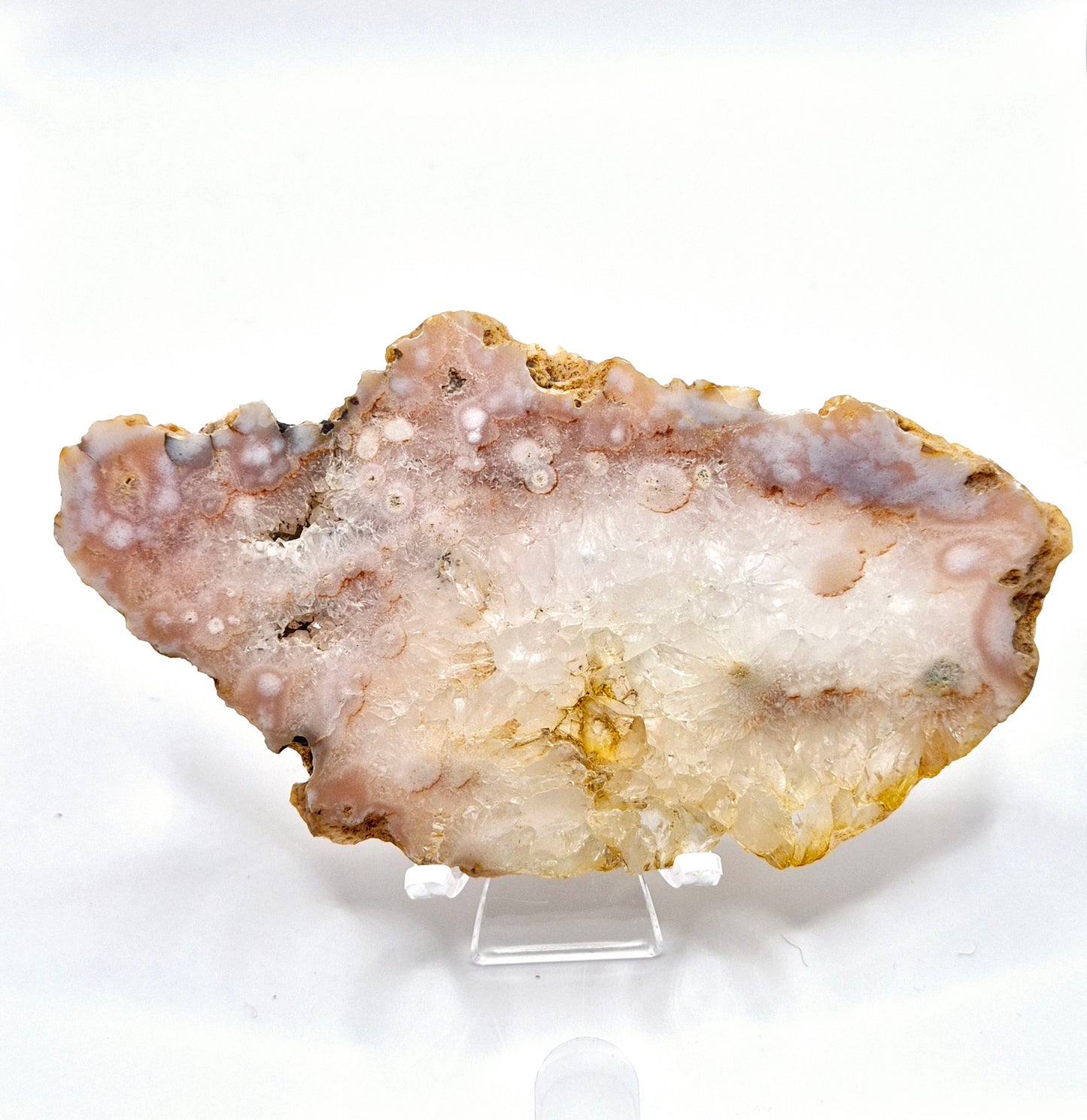 Crystal Cherry Blossom Agate Large Slab / Slice with Stand