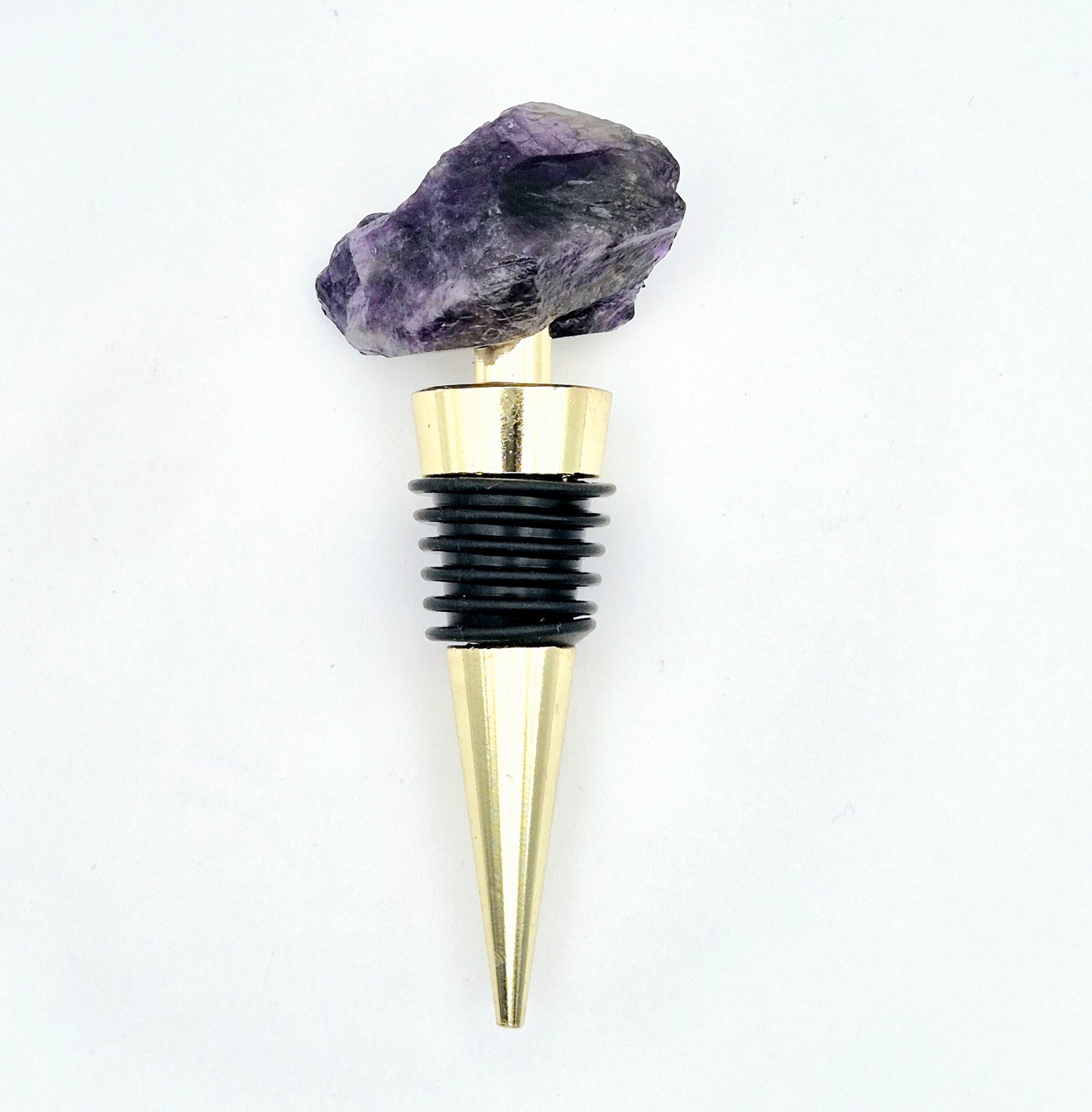 Wine Stopper with Raw Crystal - Rose Quartz or Amethist