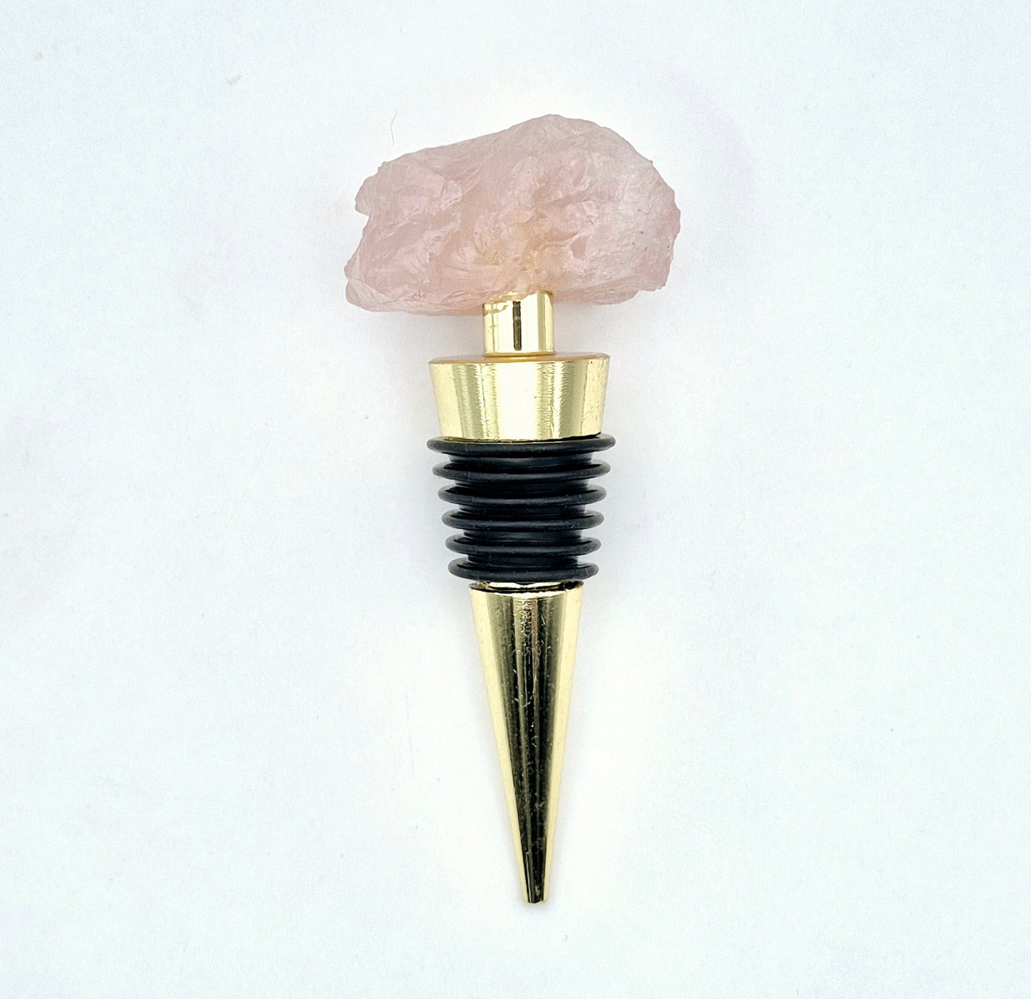 Wine Stopper with Raw Crystal - Rose Quartz or Amethist
