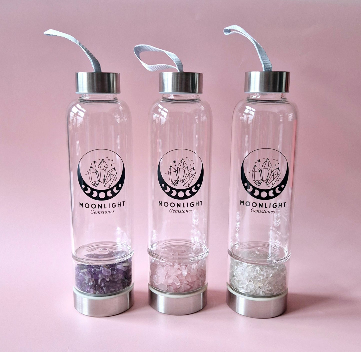Glastrinkflasche Edelsteinwasserflasche Amethyst – 400 ml